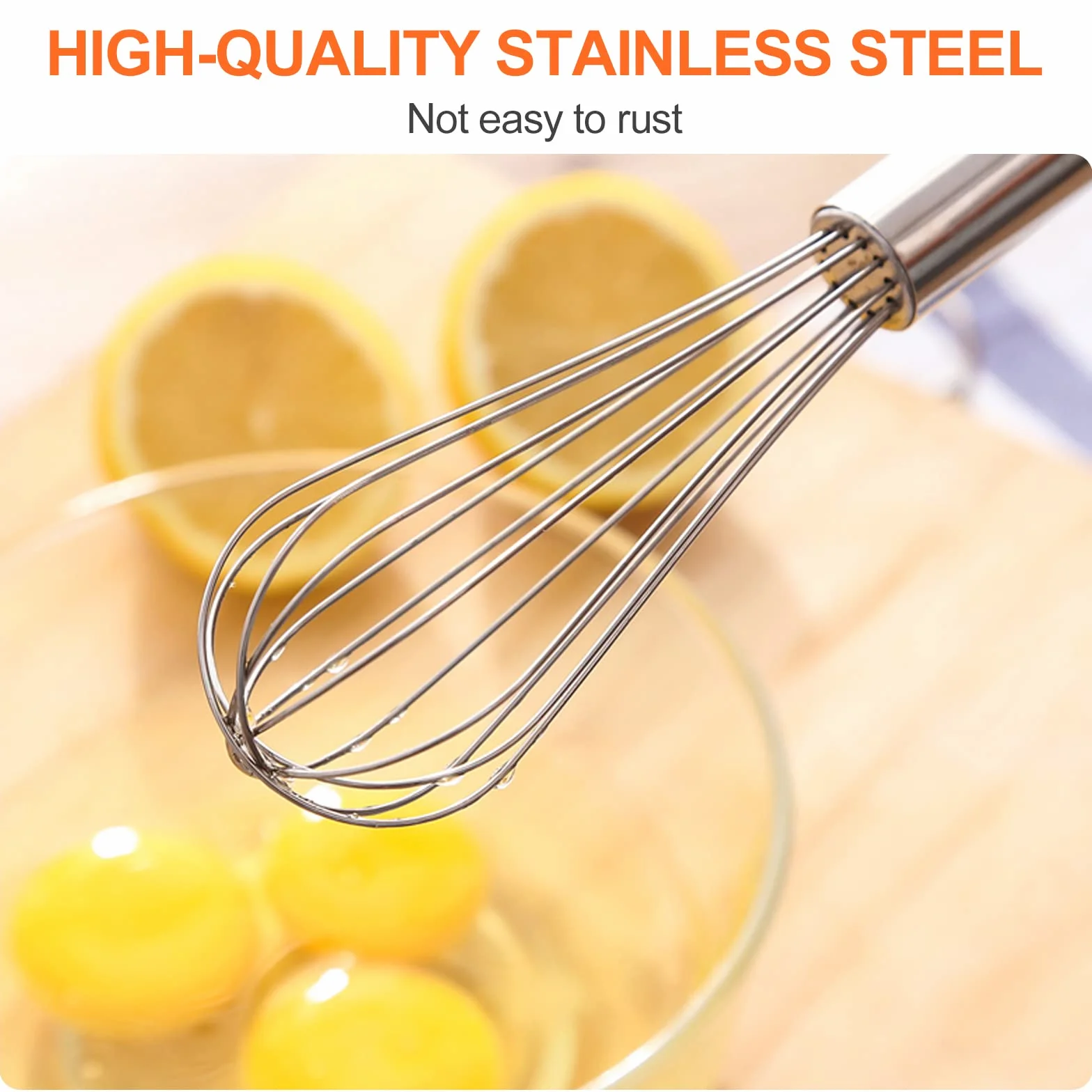 Newaner Batidor Manual de Huevos Profesional Acero Inoxidable , Varillas Cocina de 3 Piezas Incluye 21cm, 26cm, 29cm，Barillas Batir Manual para Mezclar, Revolver la Masa, Huevos, Espumar, Batir