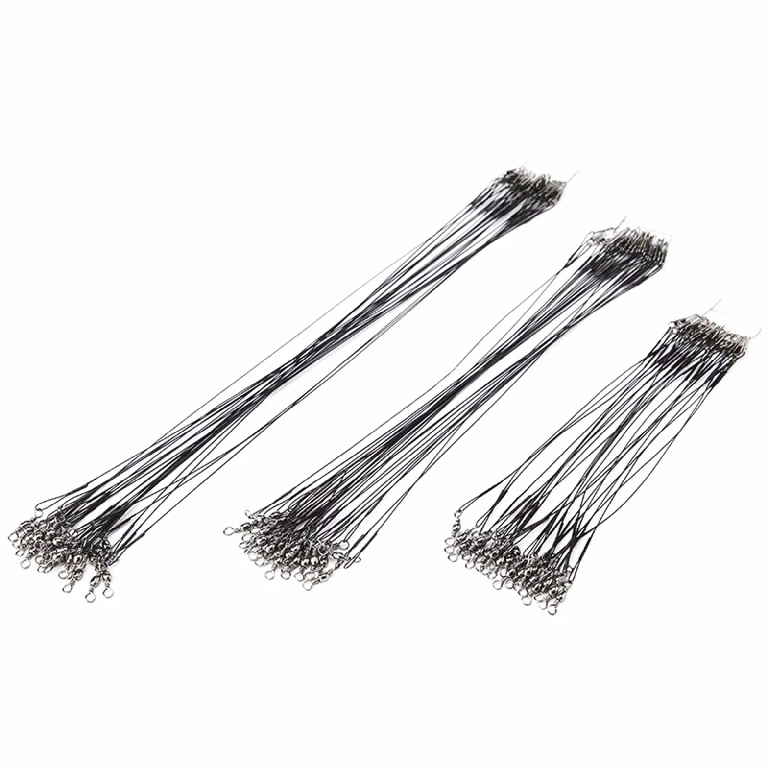 Líderes de Alambre de Pesca de Acero Inoxidable, 80 Piezas, 15/20/25/30 cm, con Eslabones Giratorios y Broche