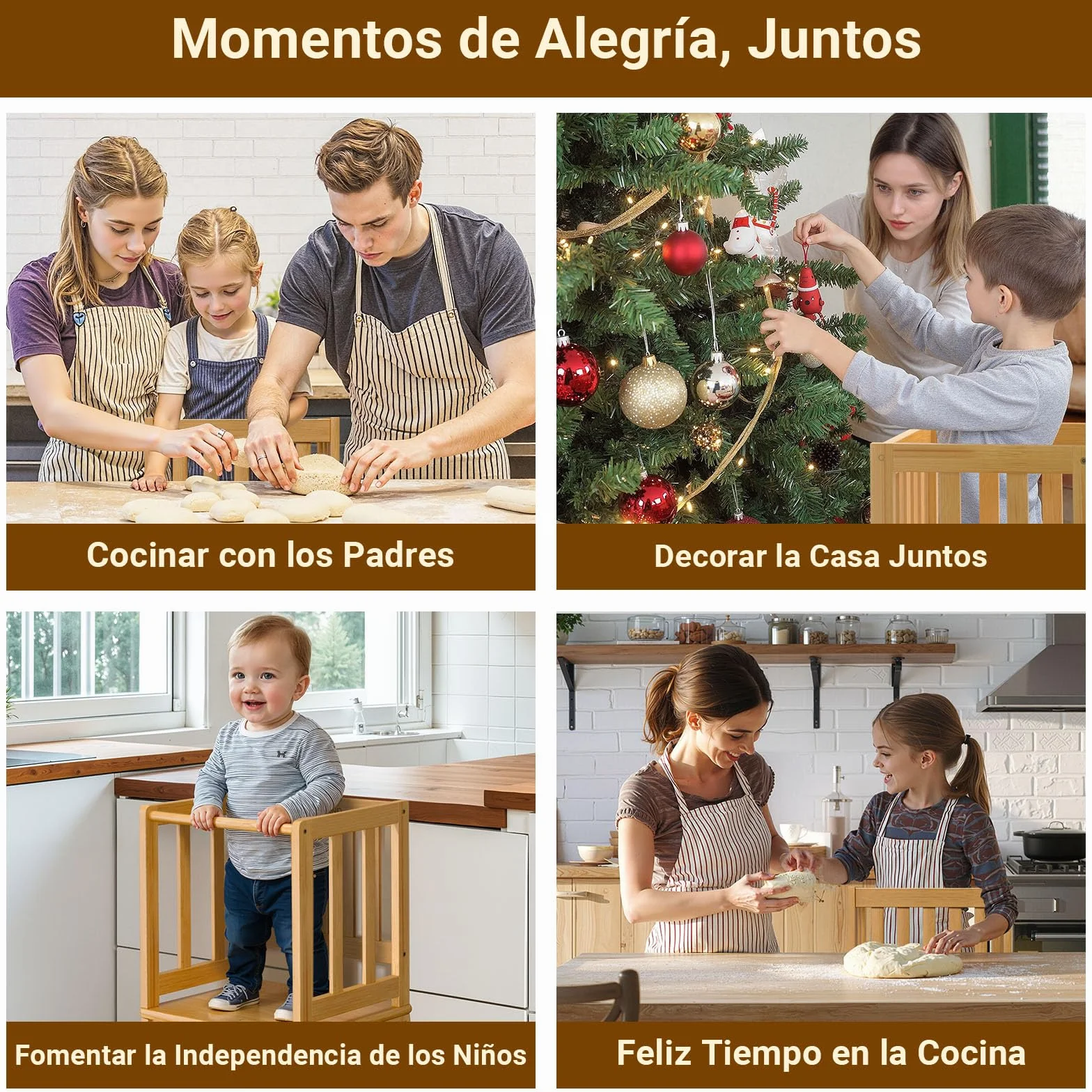 COSYLAND Torre de Aprendizaje Montessori Natural Bamboo 18 Meses Antivuelco