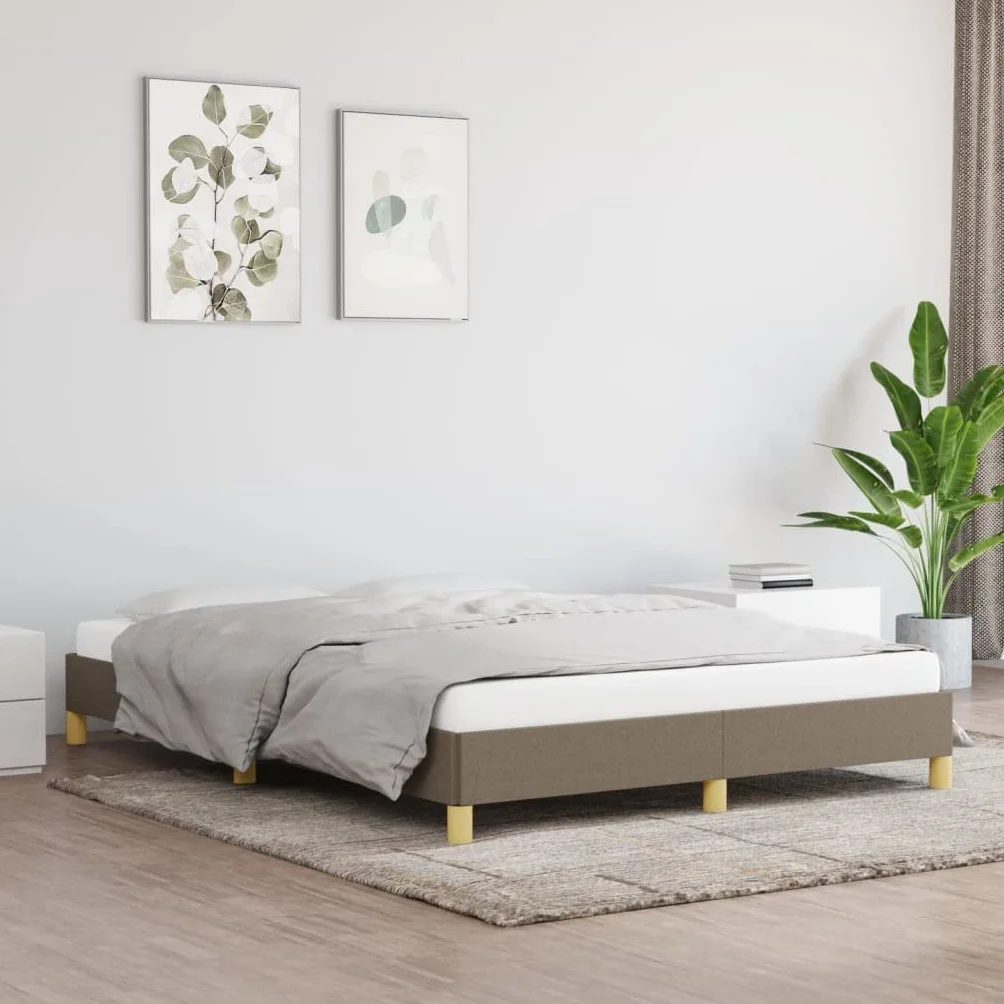 vidaXL Estructura de Cama Matrimonial Somier Tapizado Dormitorio Base Habitación Muebles Mobiliario Cuarto Descanso de Tela Gris Taupe 140x200 cm