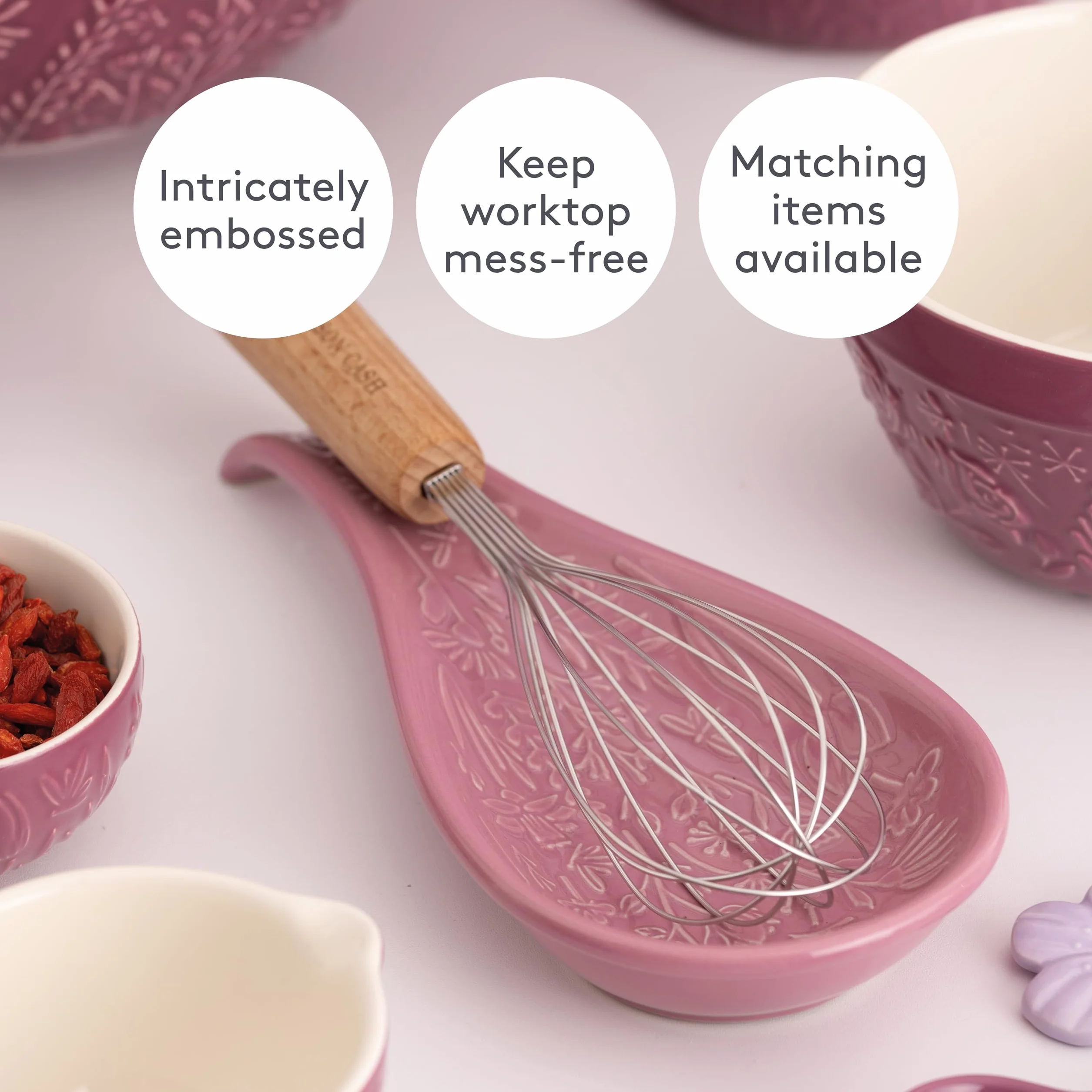 Mason Cash In the Meadow - Soporte para cucharas con diseño floral en relieve, gres duradero, ideal para mantener limpias las encimeras, accesorio de cocina clásico