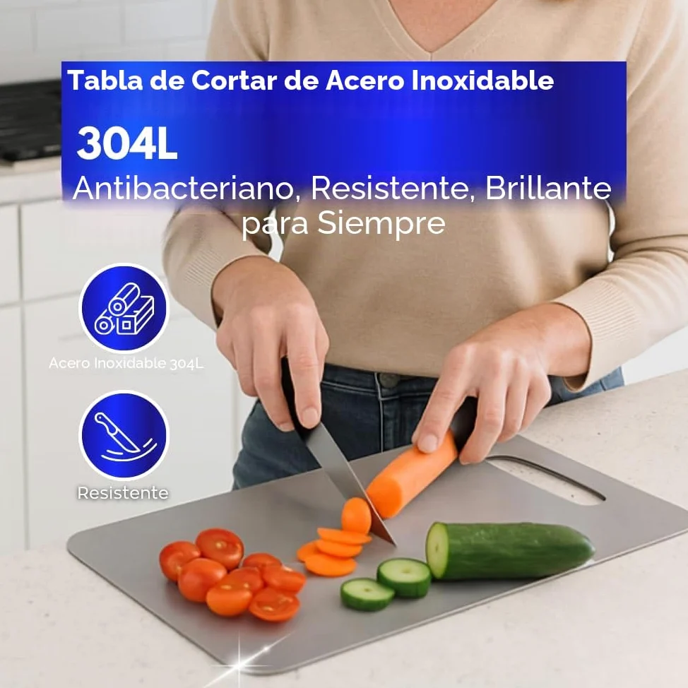 INOXLM - Tabla de cortar de acero inoxidable alimentario, 39x28 cm, apta para Haccp, profesional de doble cara, resistente, para cocina, bar y restaurante