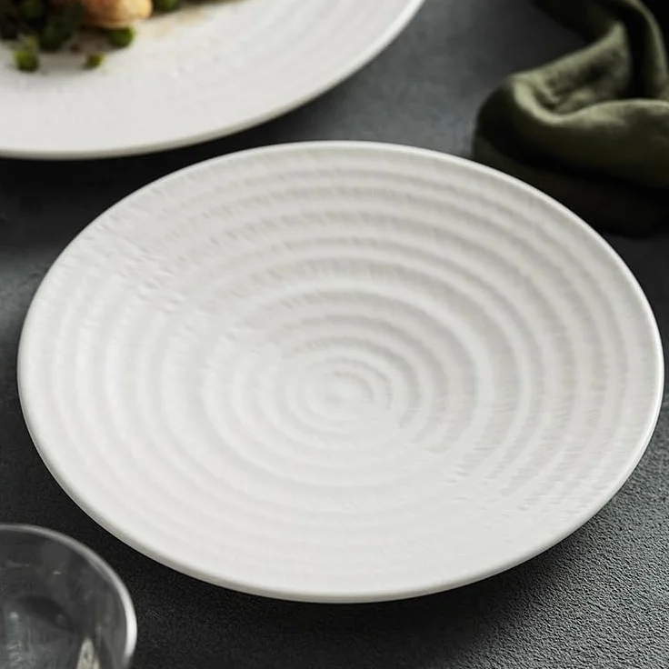 Platos de Camping platear de Cena cerámica Estilo Europeo Occidental con Rosca Carne en Relieve Plana Creativo casero Plato Decorativo(S)