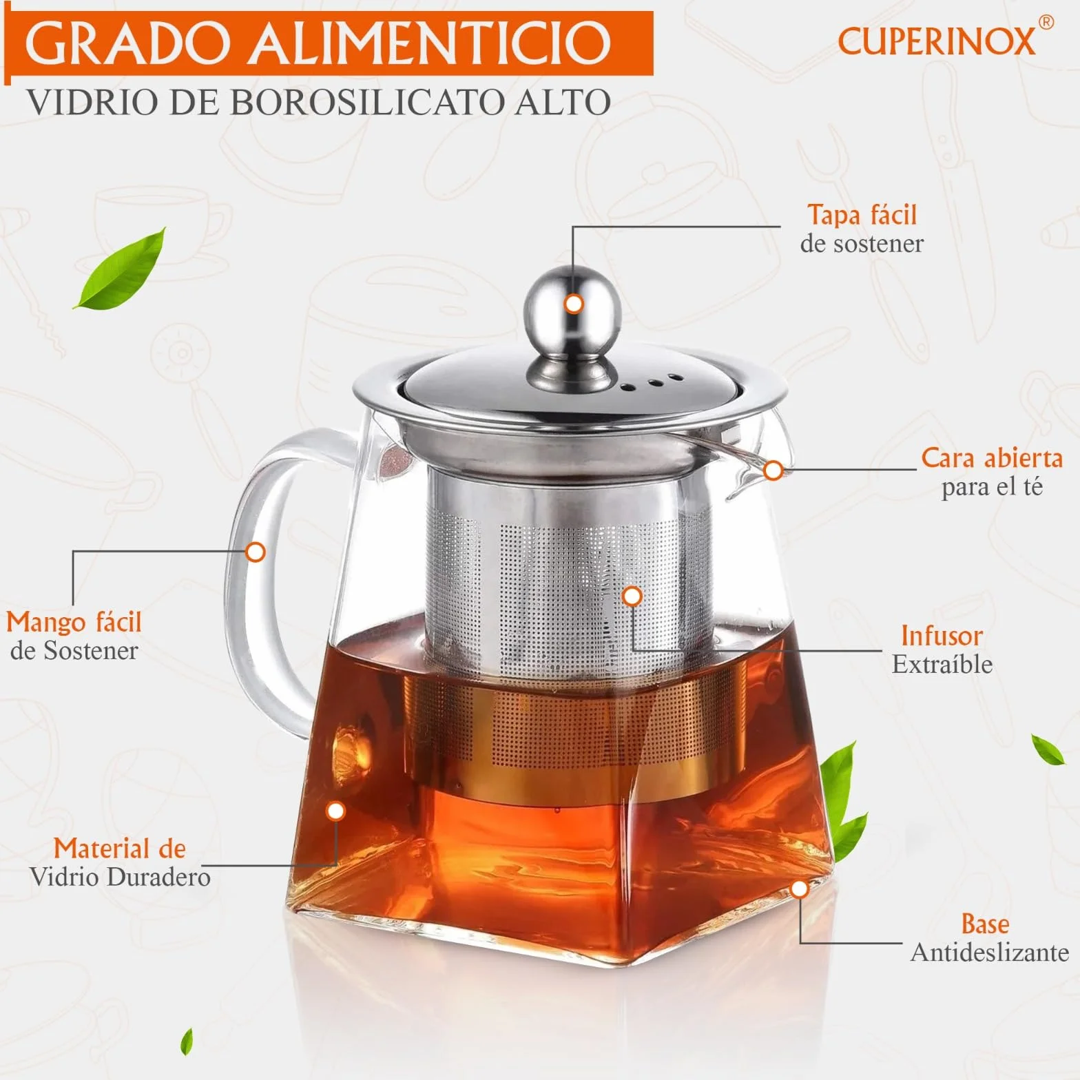 Tetera de Cristal con Infusor para Té e Infusiones, Resistente al Calor y Compatible con Microondas ** - Infusion Prestige Collection (350 ml)