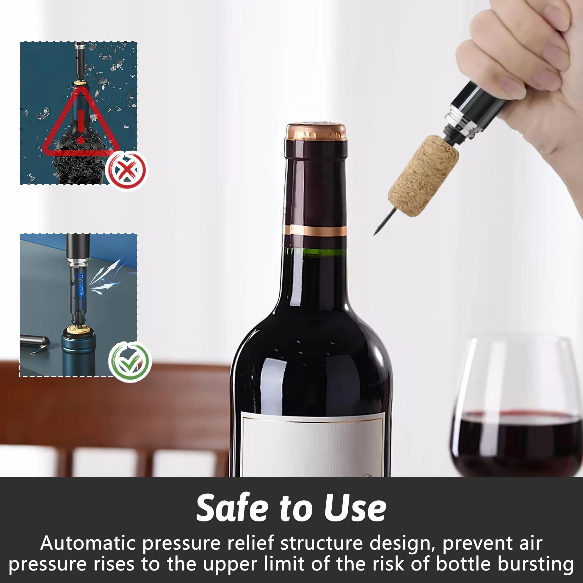2 piezas sacacorchos bomba de aire 2 en 1 con cortador de cápsulas, abridor de botellas a presión de aire para botellas de vino para casa, restaurante, fiesta, regalos para amantes del vino