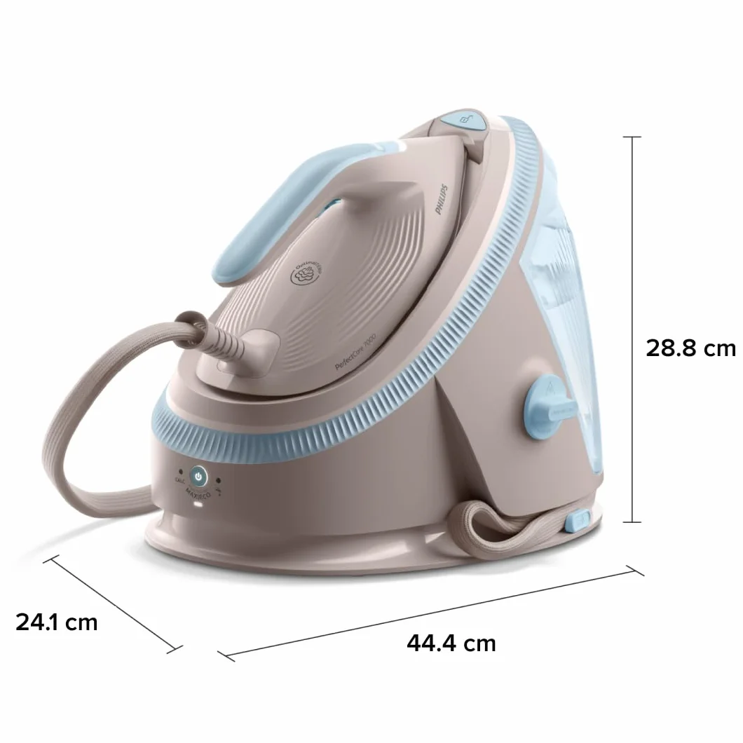 Philips PerfectCare Serie 7000 Centro de Planchado - Golpe de Vapor 600g, Presión 8,5 Bar, OptimalTEMP, Suela SteamGlide Elite, Depósito Extraíble 1,5L, Planchado Vertical, Easy De-Calc (PSG7200/60)