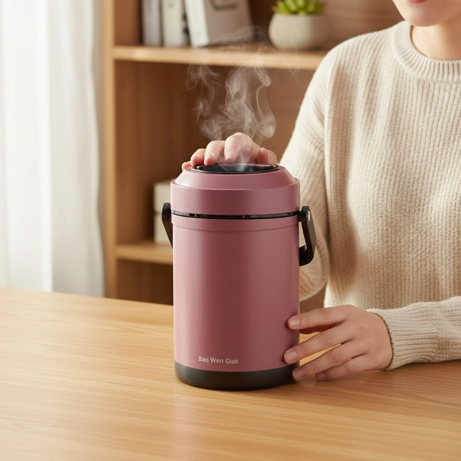 Contenedor Comida Térmica Acero Inoxidable Aislamiento Al Vacío Contenedor Térmico Acero Inoxidable Gran Capacidad Termo Comida, Rosa, Oro Rosa, 1.8L