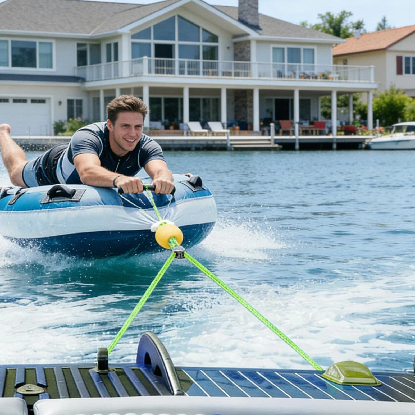 Cabo de Remolque 5 Metros con Flotador Antideslizante para Accesorios de Bote de Esquí Acuático