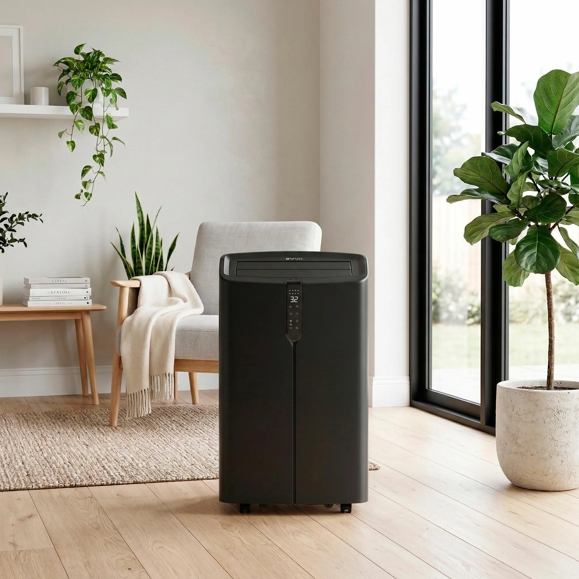 EVVO Clima P14 Silent WIFI - Aire Acondicionado Portátil 14000 BTU con Bomba de Calor - Pingüino Aire Acondicionado y Calefacción, WiFi, Silencioso, Deshumidificador, Frío y Calor con Kit de Ventana