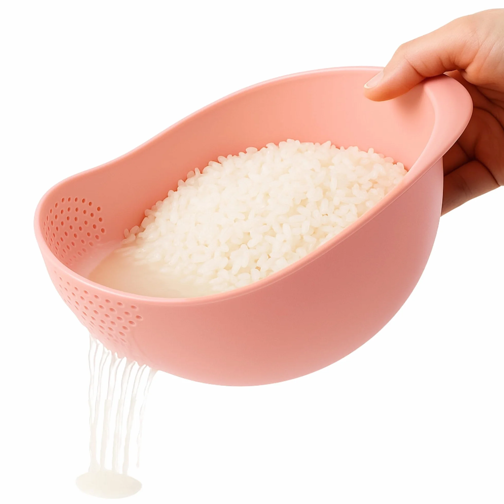 CHEFZOCO Escurridor de plástico, colador de cocina, Colador multiusos, escurridor para arroz, Tamiz alimentos, Colador para frutas y verduras, Cesta escurridora, Capacidad 1 Litro, Plástico, Rosa