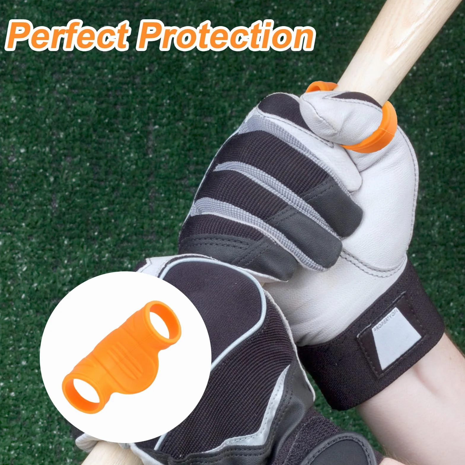 Penitue Protector Pulgar Silicona para Béisbol & Sóftbol, Reductor Impacto, Accesorios Entrenamiento (Naranja, M)