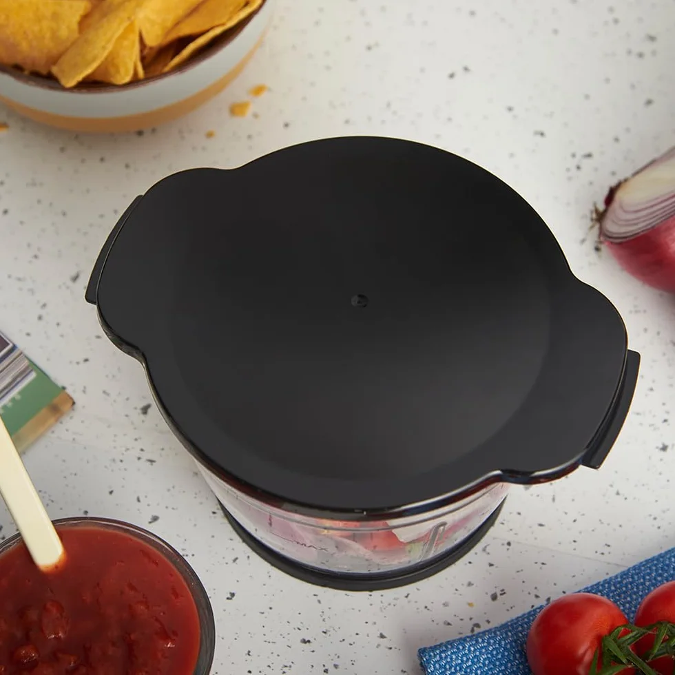 Russell Hobbs Picadora Eléctrica Mini Desire Red (Cuenco de vidrio de 500 ml, Cuchillas Inox de 2 puntas, 350 W Max, Botón One-Touch, Para frutas, verduras y carne) 27132-56