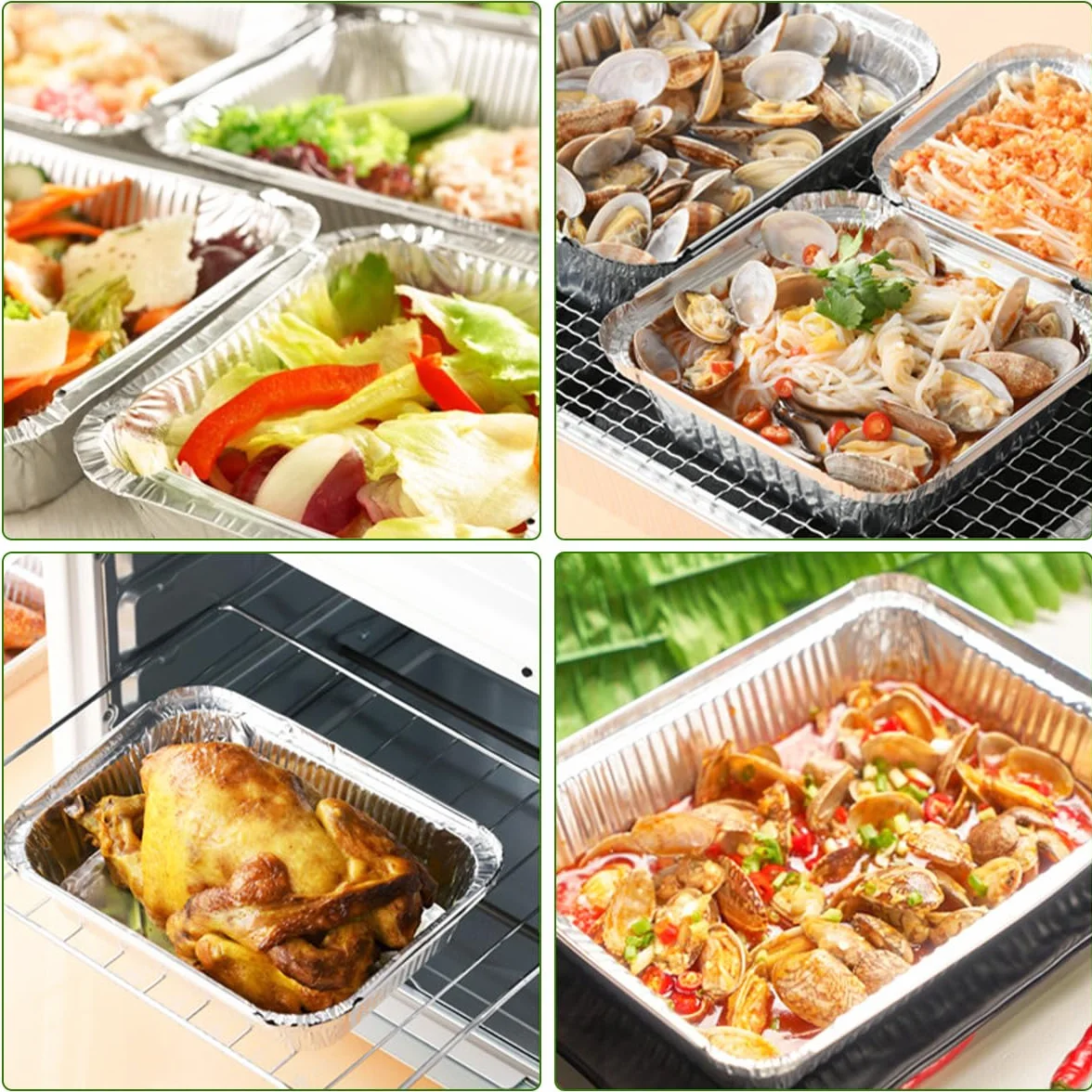OTYMIOW Bandejas de Aluminio 50PCS Contenedores Rectangulares Aluminio 21 * 15 * 5.5cm Recipientes Rectangulares Bandejas TradicionalesAluminio para Transportar Alimentos, Congelar, Cocinar, 1000 ml