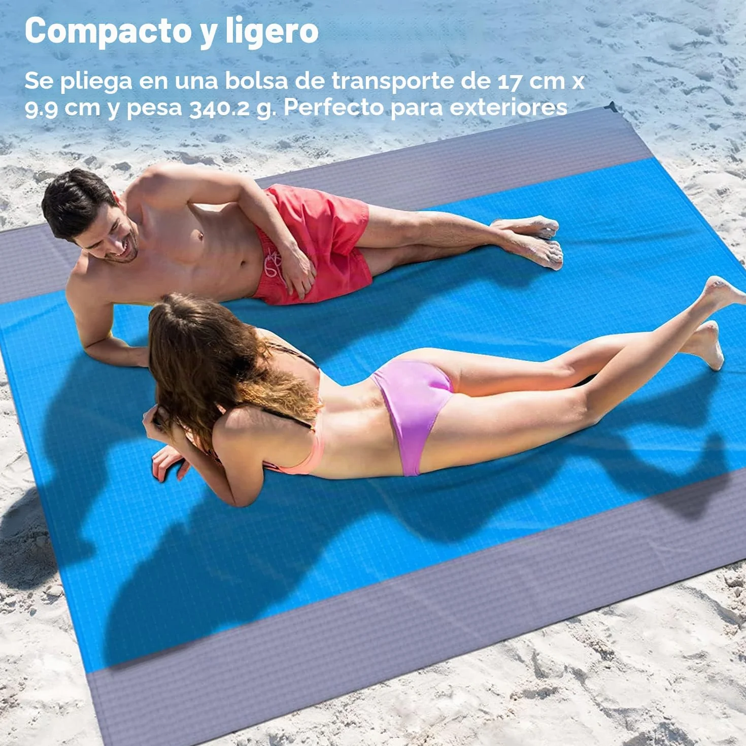 Alfombra de Playa Impermeable 230 x 200 Esterilla con Clavos Fijos Picnic Portátil