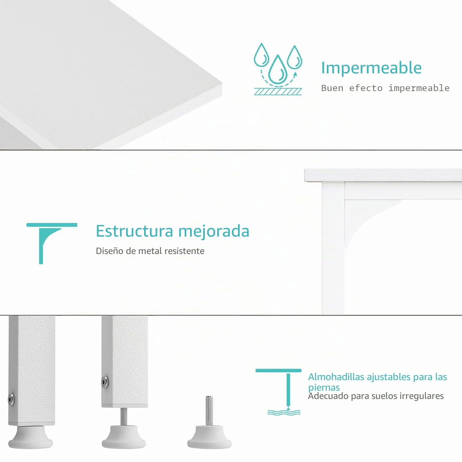 Lufeiya Mesa Escritorio Blanco con 3 Cajones Mesa Escritorio Ordenador Pequeña 120CM para Oficinas Gaming Nña Juveniles