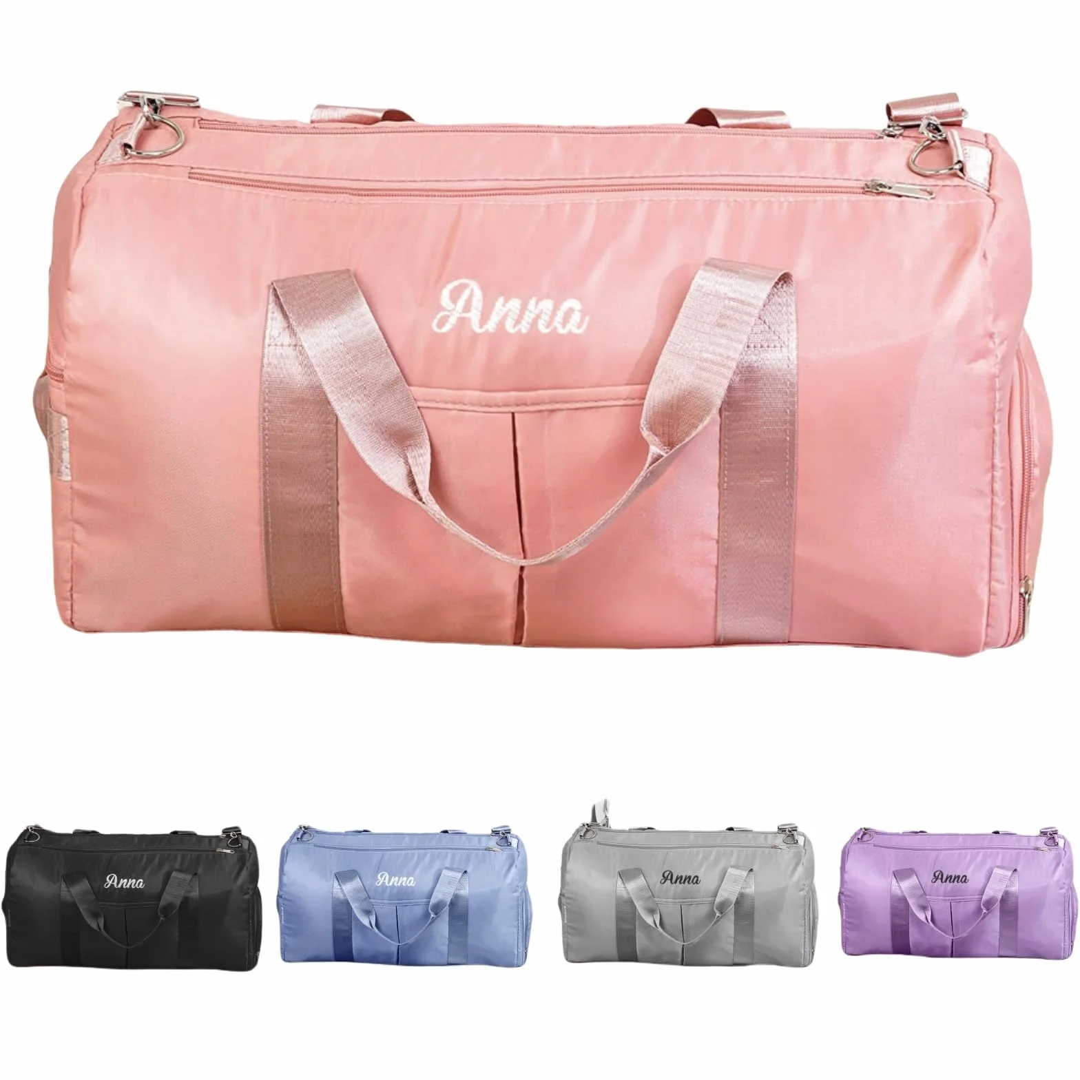 Bolsa de Deporte Personalizada con Nombre, Bolsa de Viaje para Hombre, Mujeres y Niñas, Bolsa de Gimnasio con Bolsillos Húmedos/Secos & Inserciones para Calzado, Bolsa de Fin de Semana con Bandolera