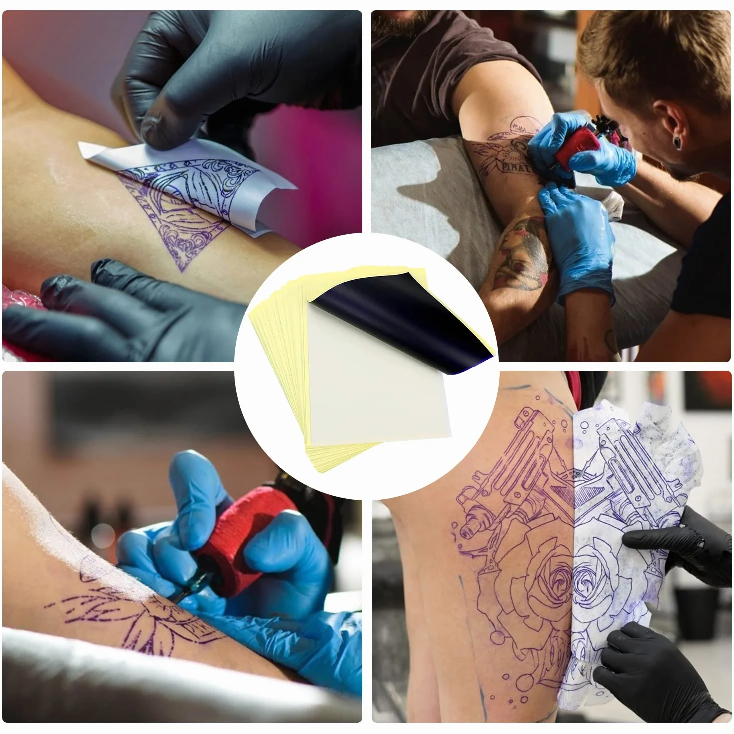 Tattoo Transfer Paper, 40 Hojas Papel de Transferencia de Tatuaje, A4 Papel de calco para tatuajes Papel Hectografico Papel Calco de Carbón para Tattoo impresora máquina