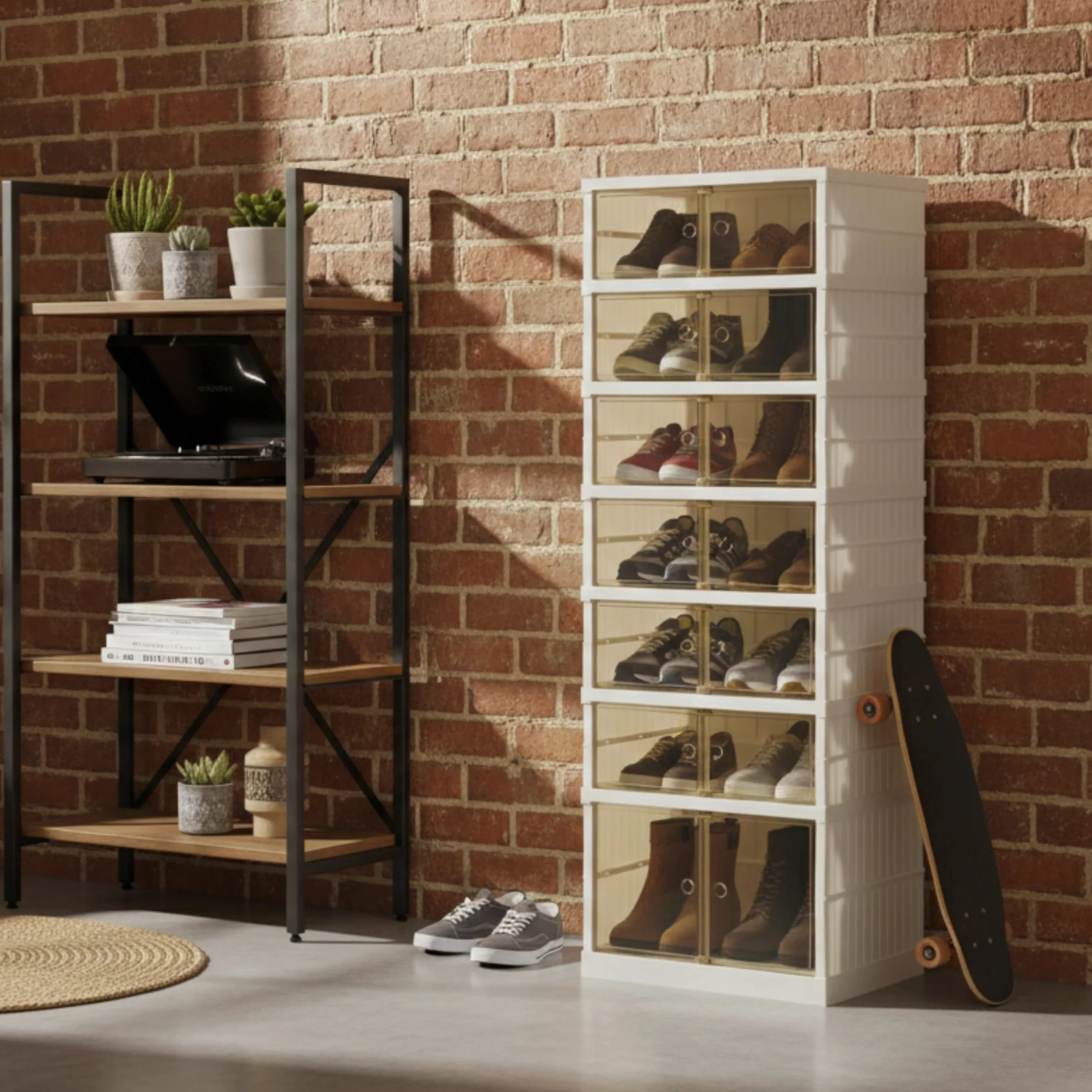 Zapatero Plegable Extensible con Puerta | 6 Niveles para 12 Pares de Zapatos | Plástico Duro Premium con Puerta Transparente y Magnética | Organizador de Armario, Baño, Cocina | 118 cm-44 cm-34.5cm