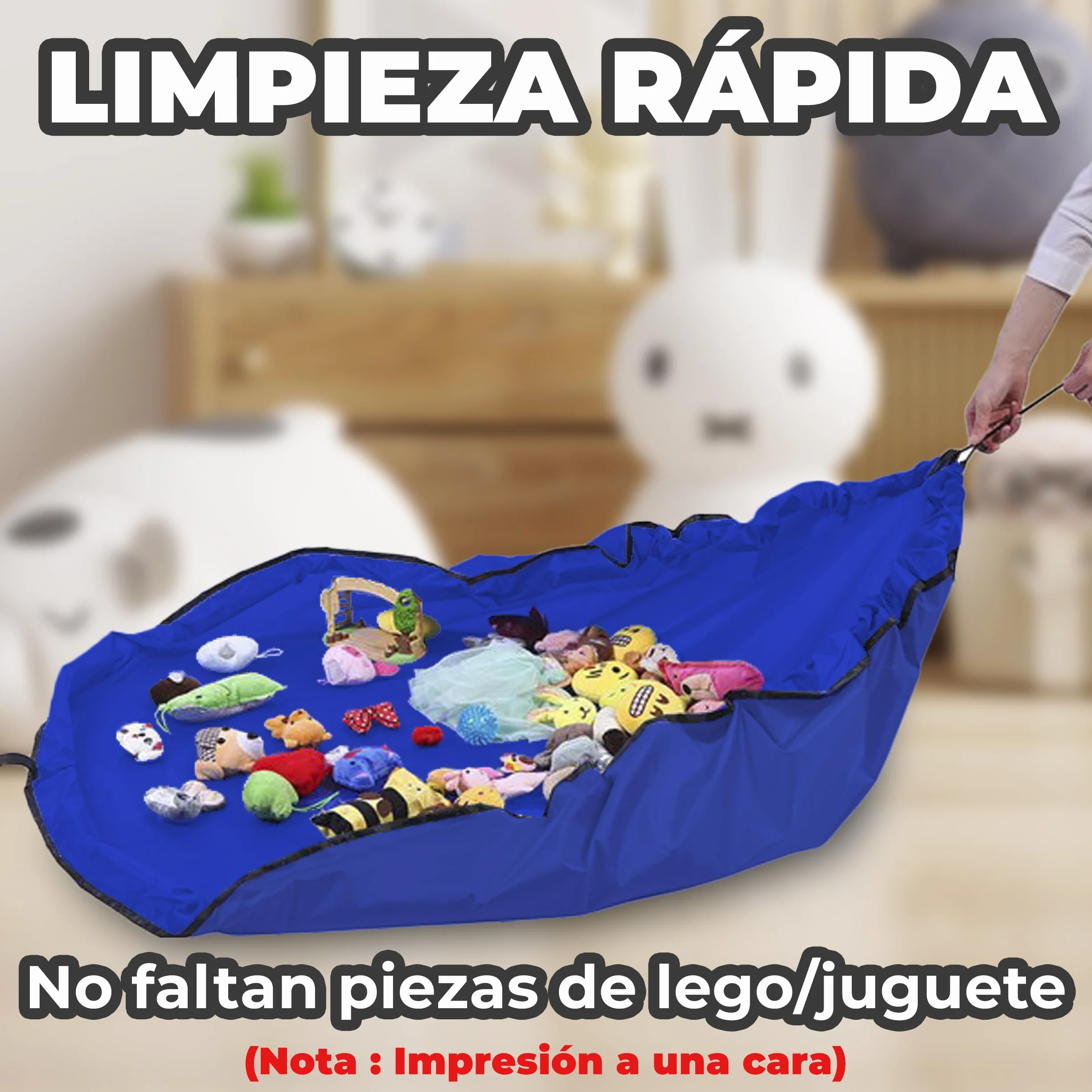 Bolsa Almacenamiento Juguetes Plegable 150cm Azul
