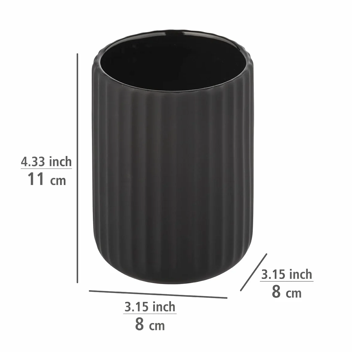 Wenko Vaso de dientes Belluno, negro, Cerámica, 1