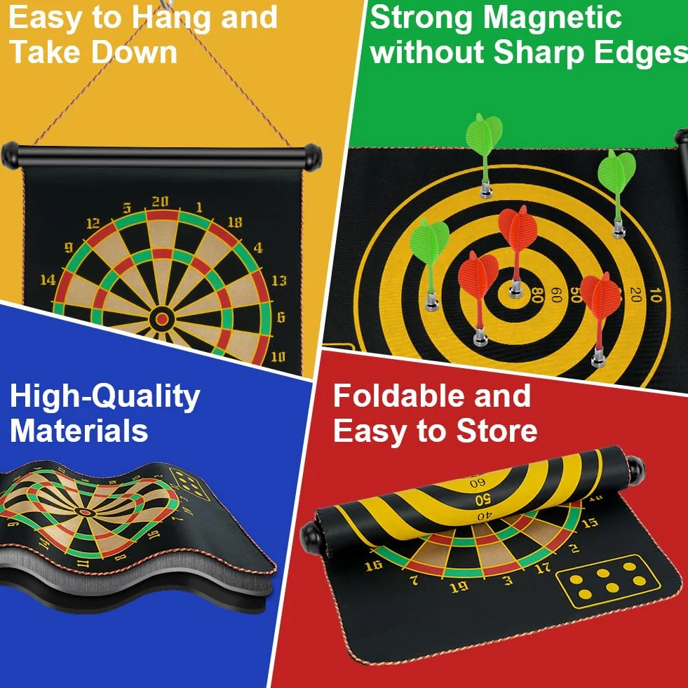 Flintronic Juego de Tablero de Dardos Magnético para Niños 12" 15" 17" con 14 Dardos