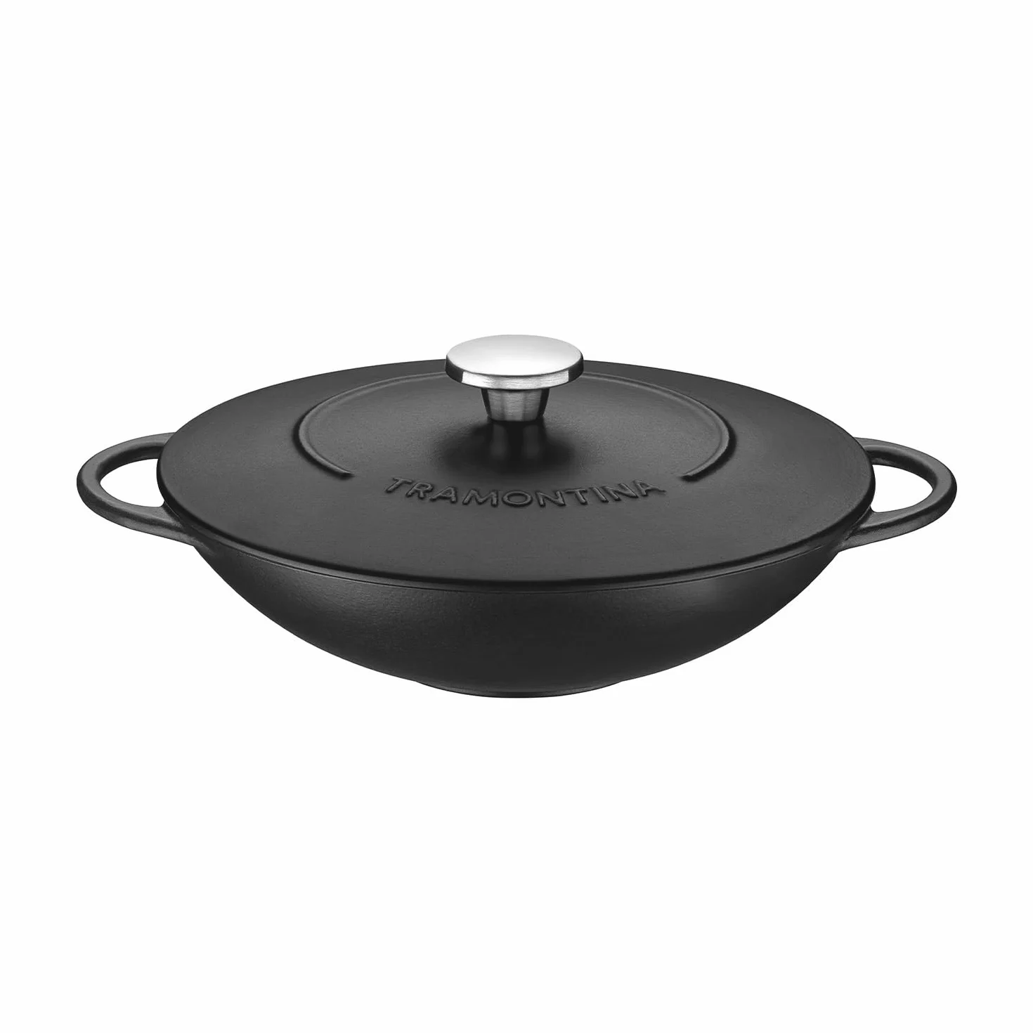 Tramontina Wok de Hierro Fundido Esmaltado Negro 32 cm 5L