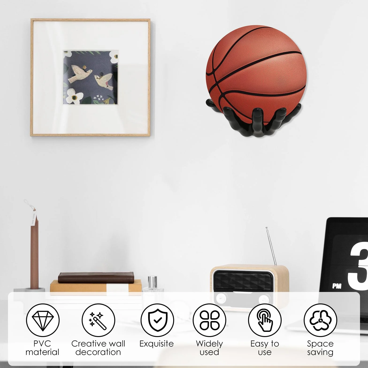 Soporte de pared para baloncesto 15 x 21,5 cm con tornillos y clavos