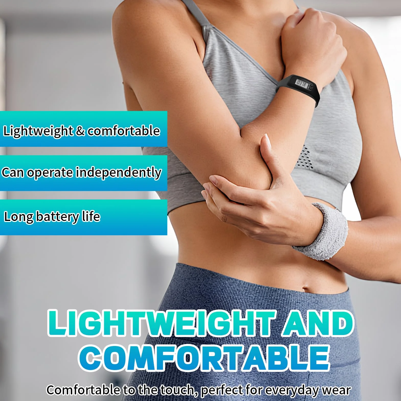 Mini Podometro Electrónico 3D, Contador de Pasos, Silicón Cuenta Pasos Reloj, No Requiere Aplicación,Ideal para Senderismo, Fitness y Desplazamientos Diarios, Apto Tanto para Hombres Como para Mujeres