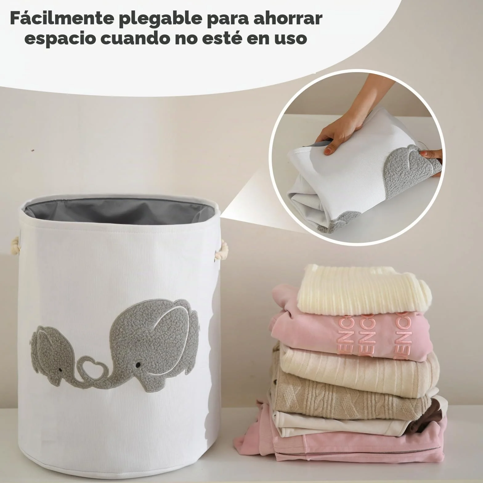 Cesta Extragrande 58 L Plegable de Lona para Juguetes y Ropa