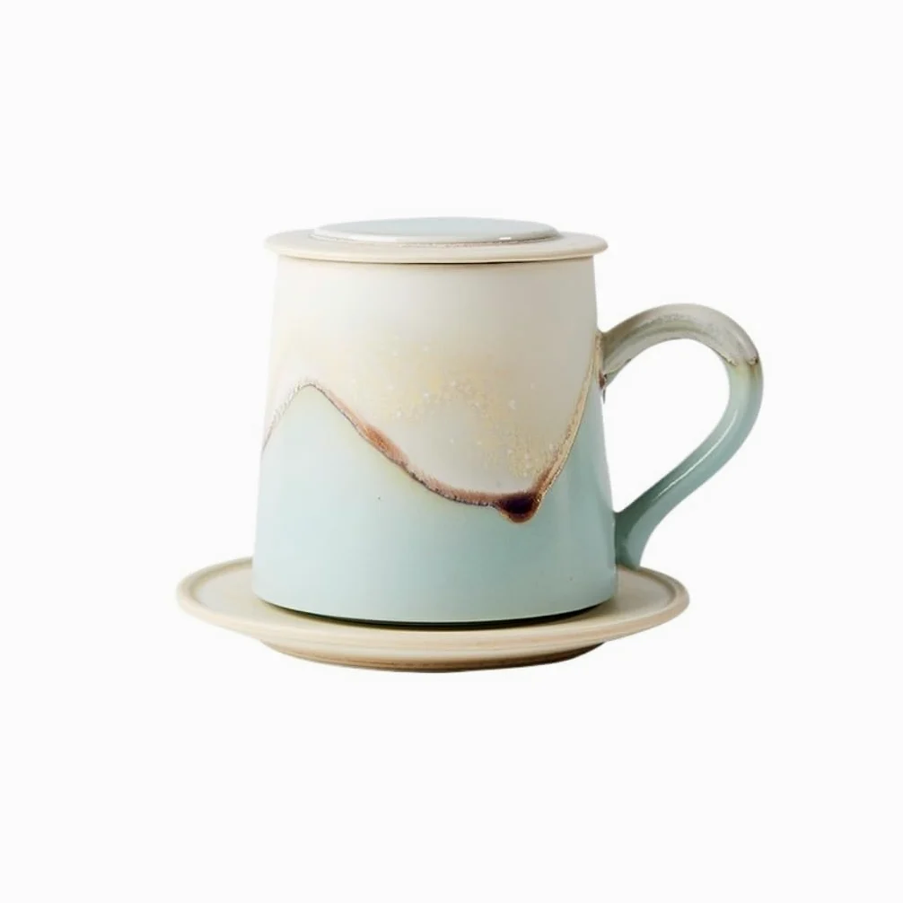 ENGENDER Tazas Cafe Taza De Café Cerámica con Tapa Mug Cups(B)