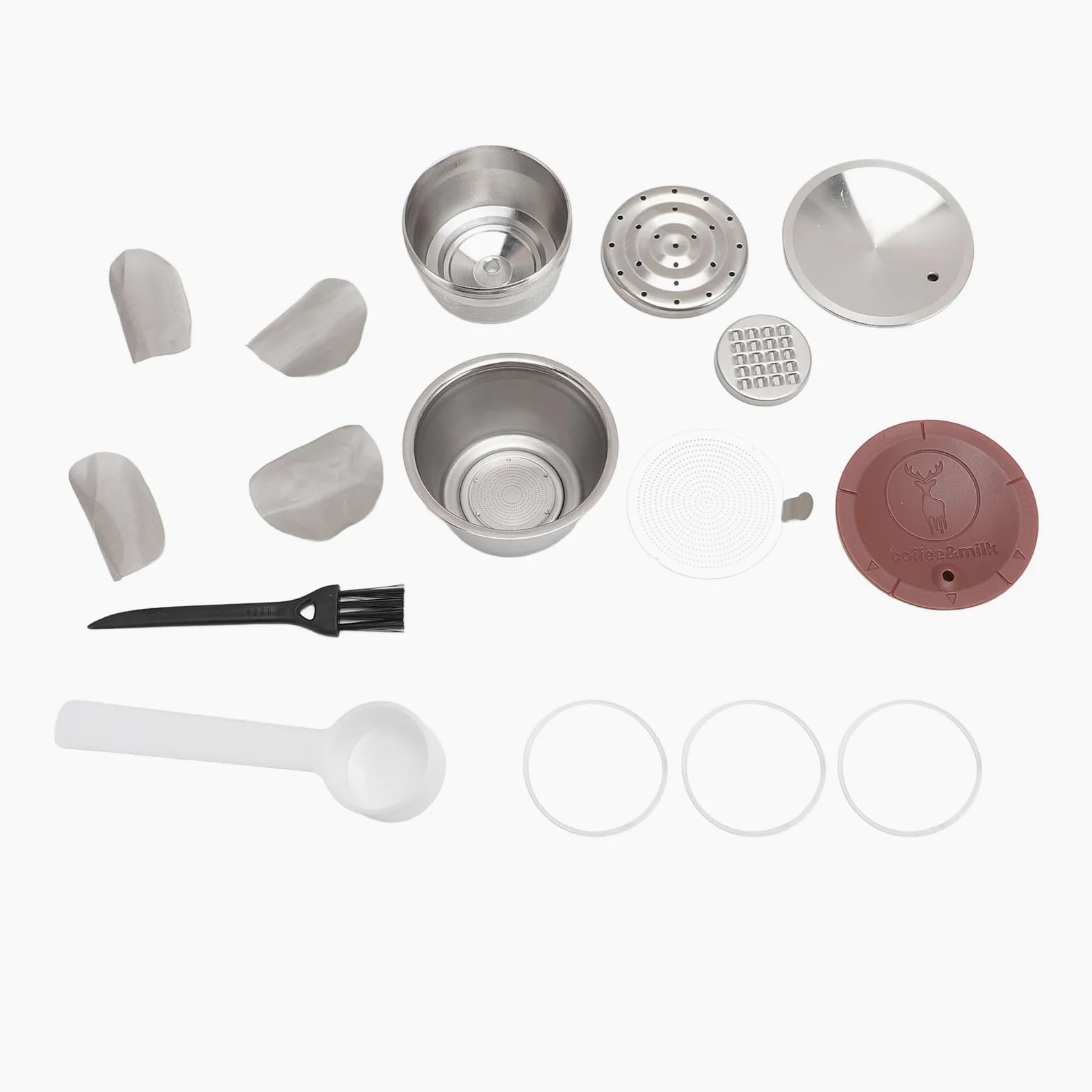 Cápsula de café de Acero Inoxidable, Cápsulas de Reutilizables, Cápsulas de café Recargables, Filtros de Tazas de Acero Inoxidable, Tapa de Silicona Fácil de Limpiar, Portátil,