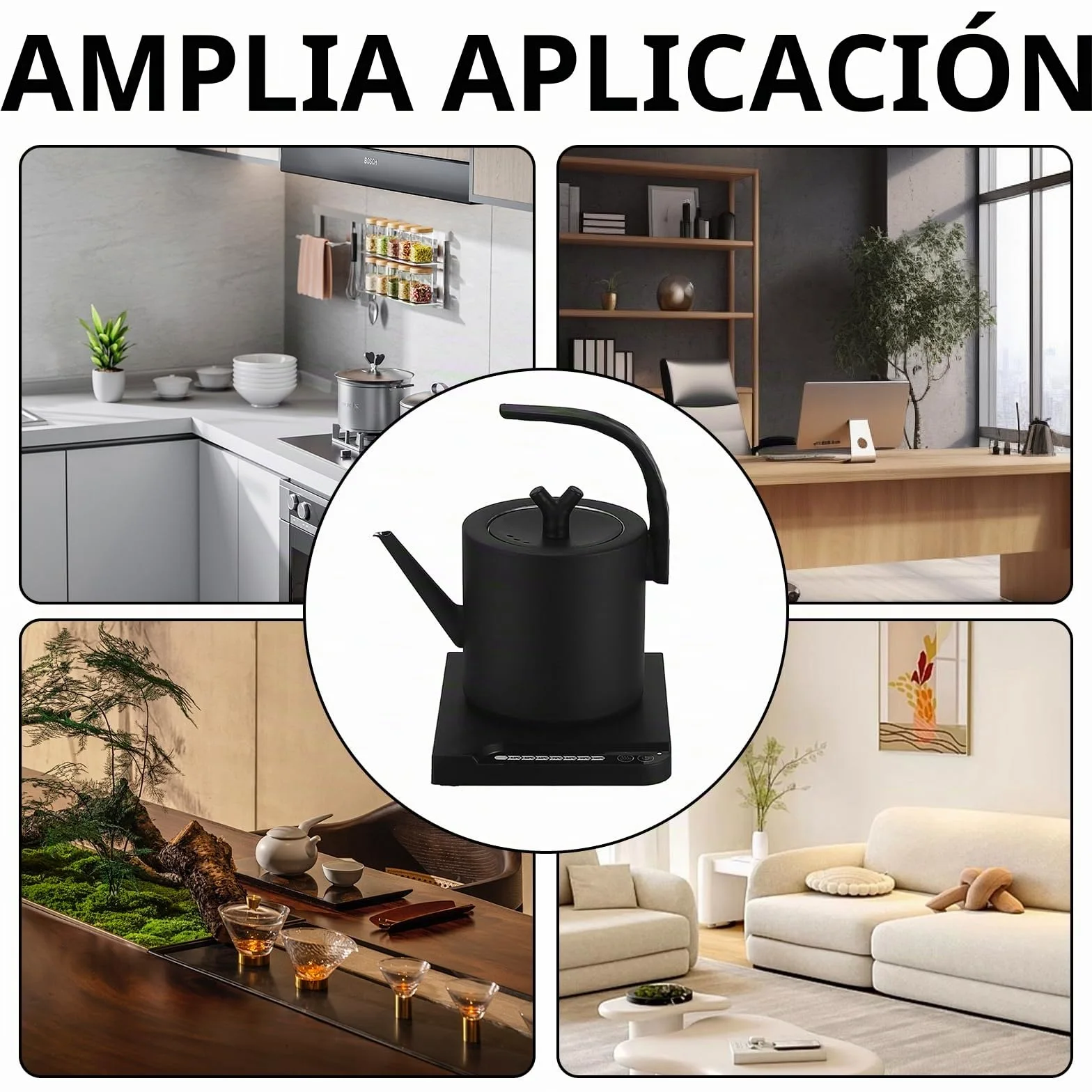 Hervidor De Acero Inoxidable, 1L Hervidor Eléctrico Inteligente De Cuello De Cisne Tetera De 1000W Digitales LED Mostrar Con Control De Temperatura Y Apagado Automático Por Alta Temperatura