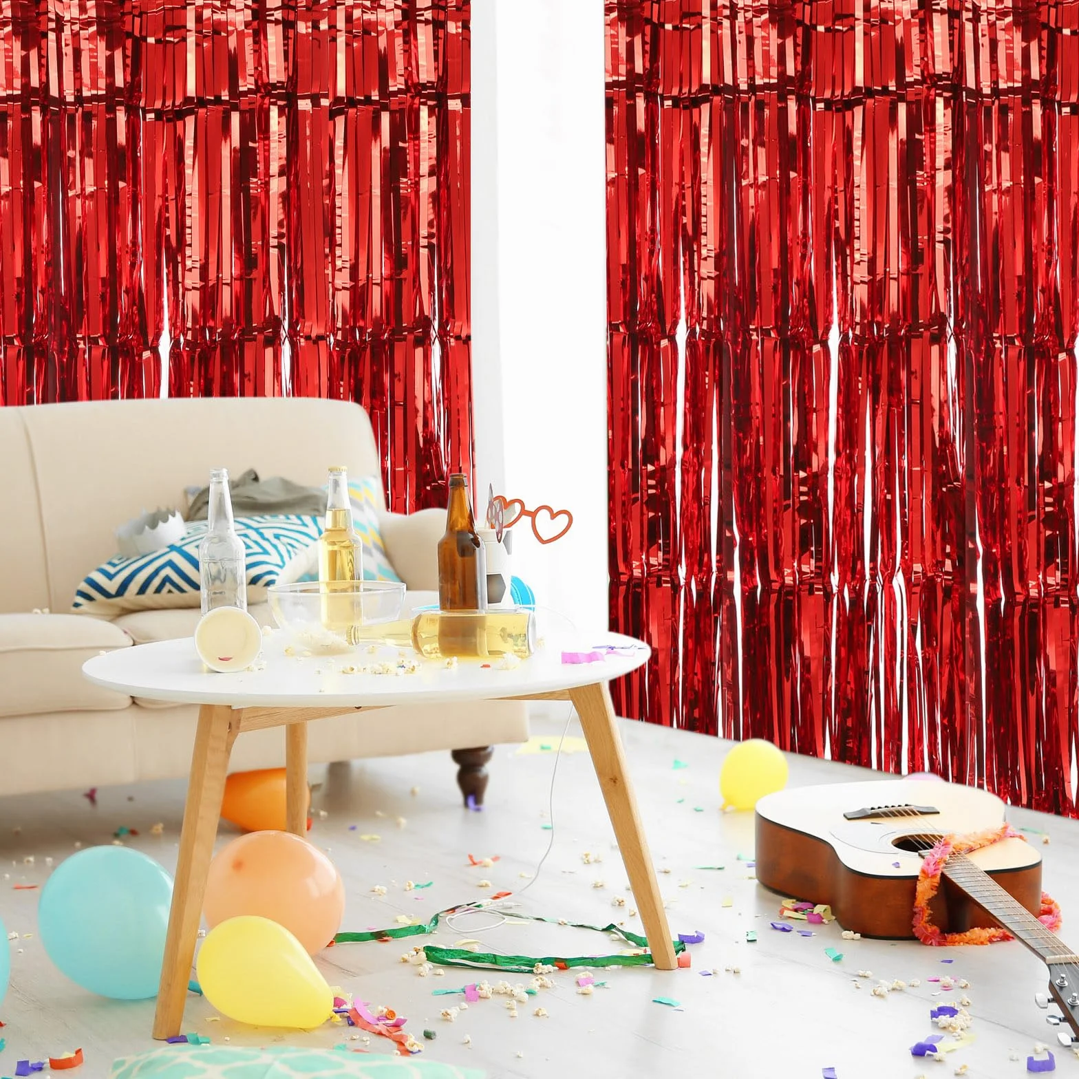 sourcing map Guirnalda de Flecos de Papel de Aluminio de 10 pies, Streamers Metálicos Blancos para Fiestas de Navidad, Año Nuevo, Cumpleaños - Juego de 3 Piezas
