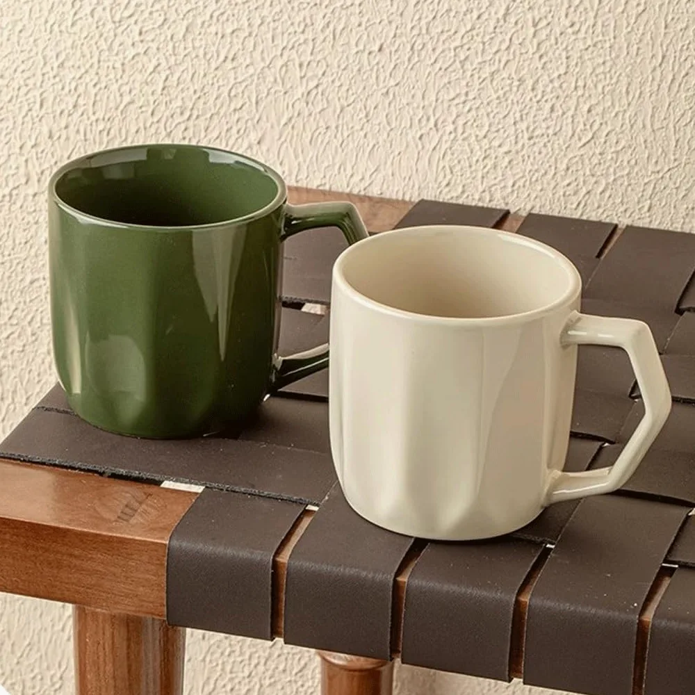 ENGENDER Tazas Cafe Taza Retro con Espejo Y Patrón De Diamantes, Taza De Café, Taza De Cerámica De Nicho Mug Cups(A)