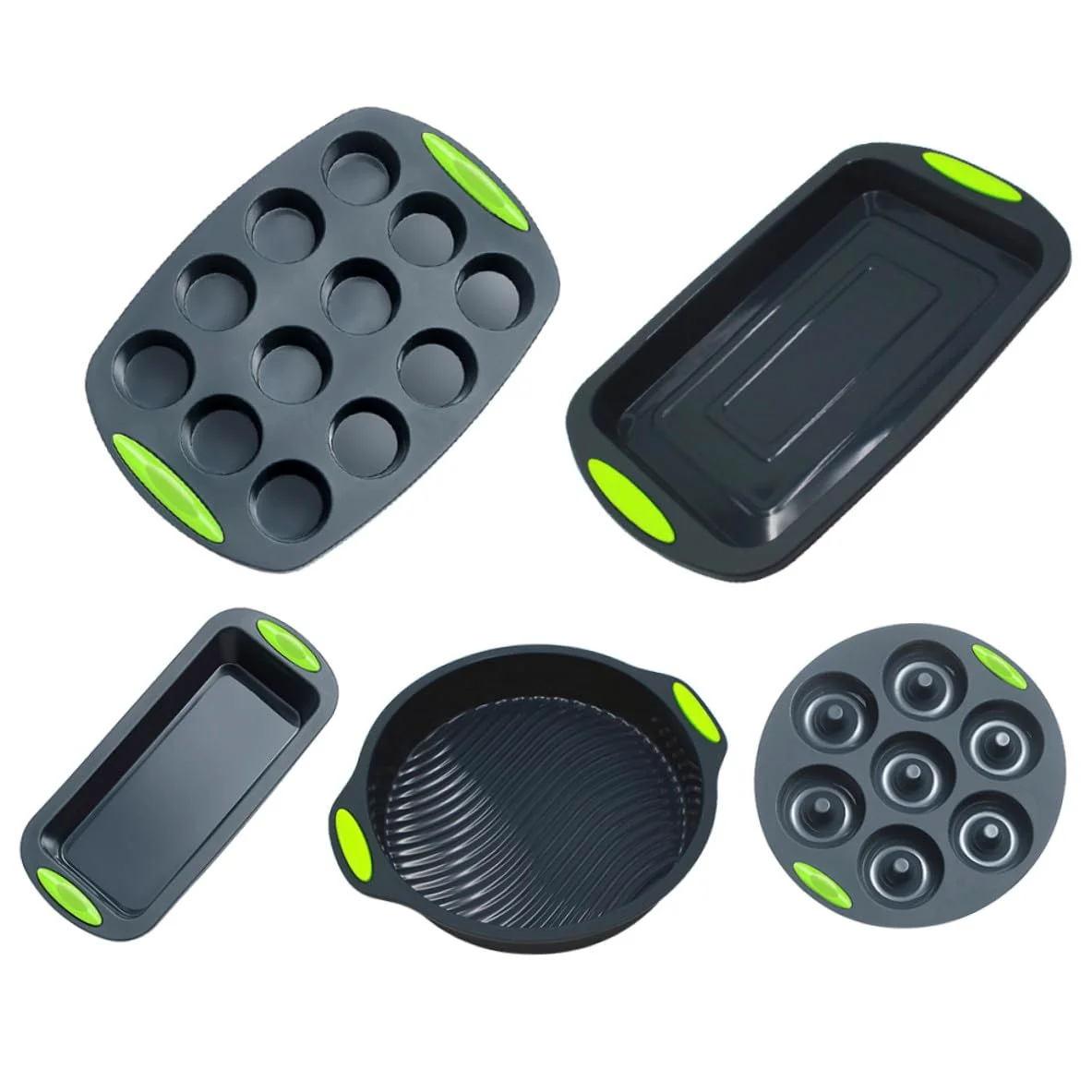 Amosfun Moldes de Silicona Kit de 5 Reutilizables y Fáciles de Limpiar para Hornear Pasteles Ideales para Cocina y Repostería Casera
