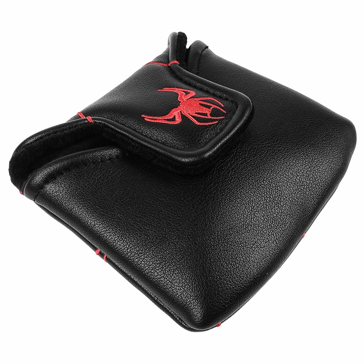 Funda para cabeza de palo de golf, bordado de araña negra y roja, magnética, poliuretano, 12 x 13 cm