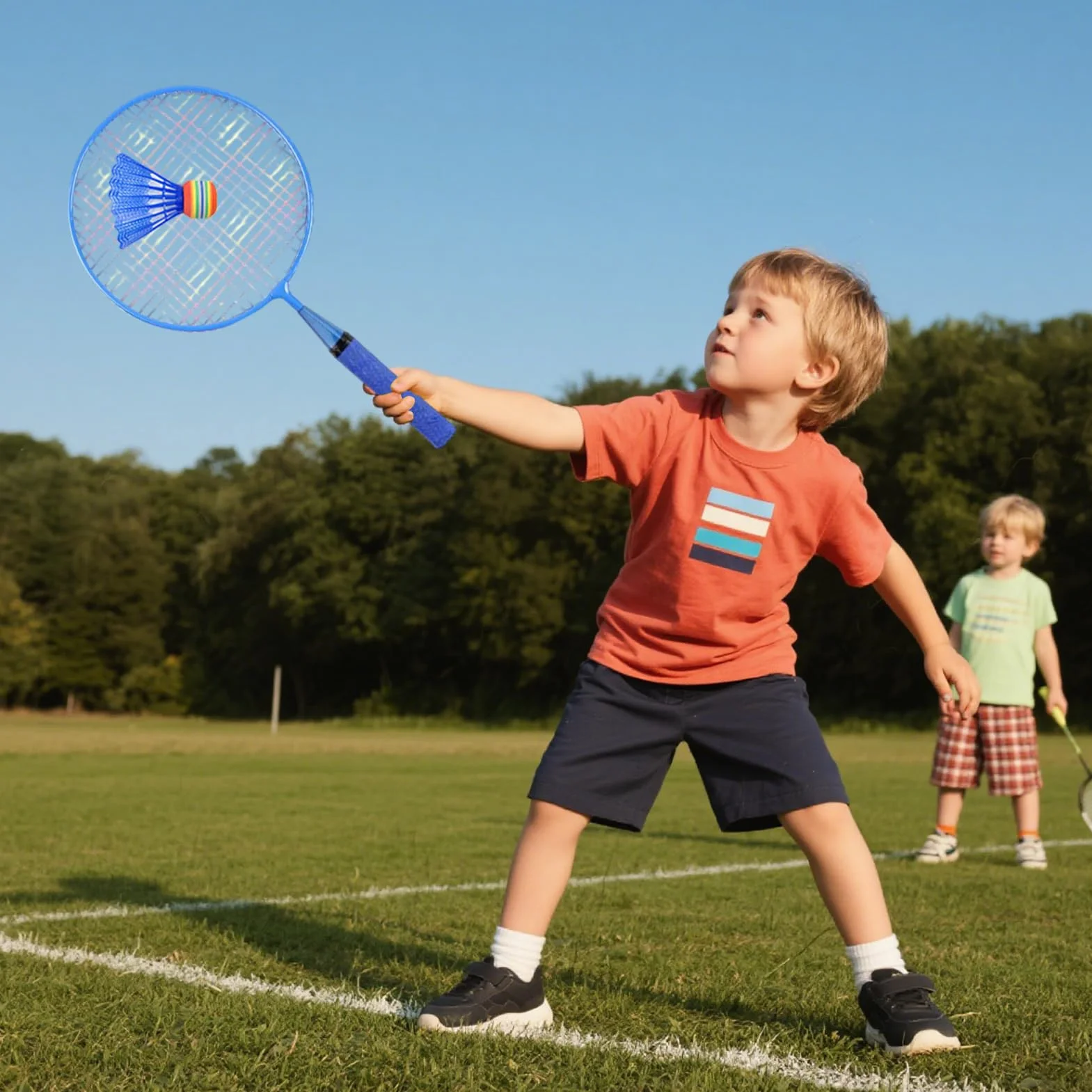 Juego de raquetas de bádminton para niños con raquetas de repuesto y volantes, juego de volantes ligeros con mango suave para familia, niños, amigos