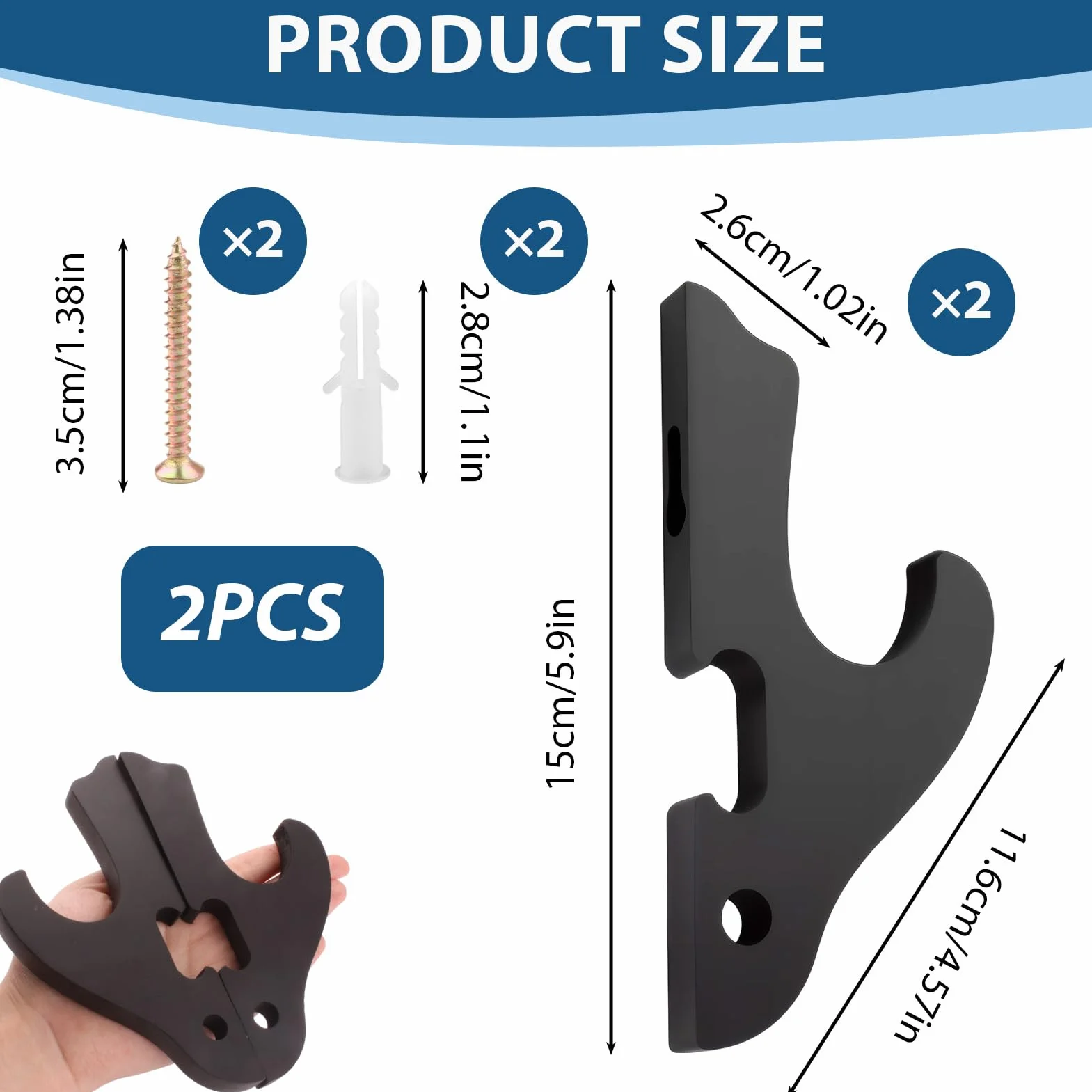 Soporte de Pared para Katana de Madera Negro, Gancho Universal para Espadas Samurái Tanto Wakizashi