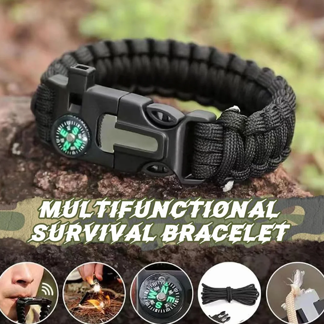 Pulsera de Supervivencia Multifuncional Paracord 2 Piezas para Senderismo Acampada Montañismo