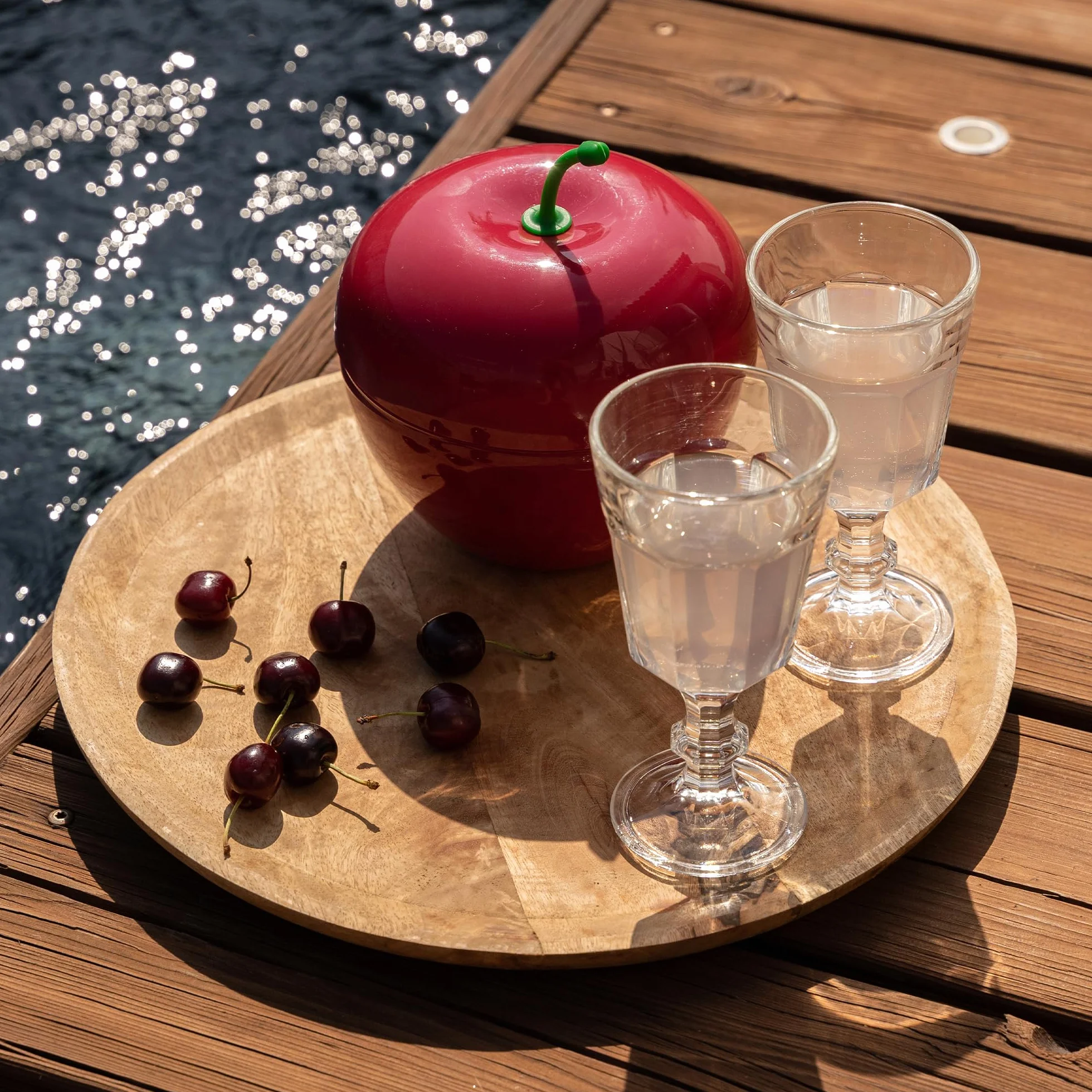 Cecoa • Cubo de Hielo Cereza • 750 ml • Doble Pared Hermética • con Tapa + Pinza • Cubo de Hielo de diseño de Frutas • Aperitivo, cócteles, mojitos, Fiestas, veladas • Compacto, Original, Isotérmico