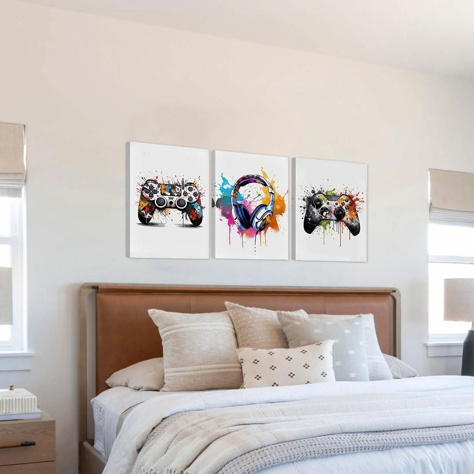 Póster de Juegos con Marco 3PCS Imágenes de Habitación Juvenil Decorativos de Pared
