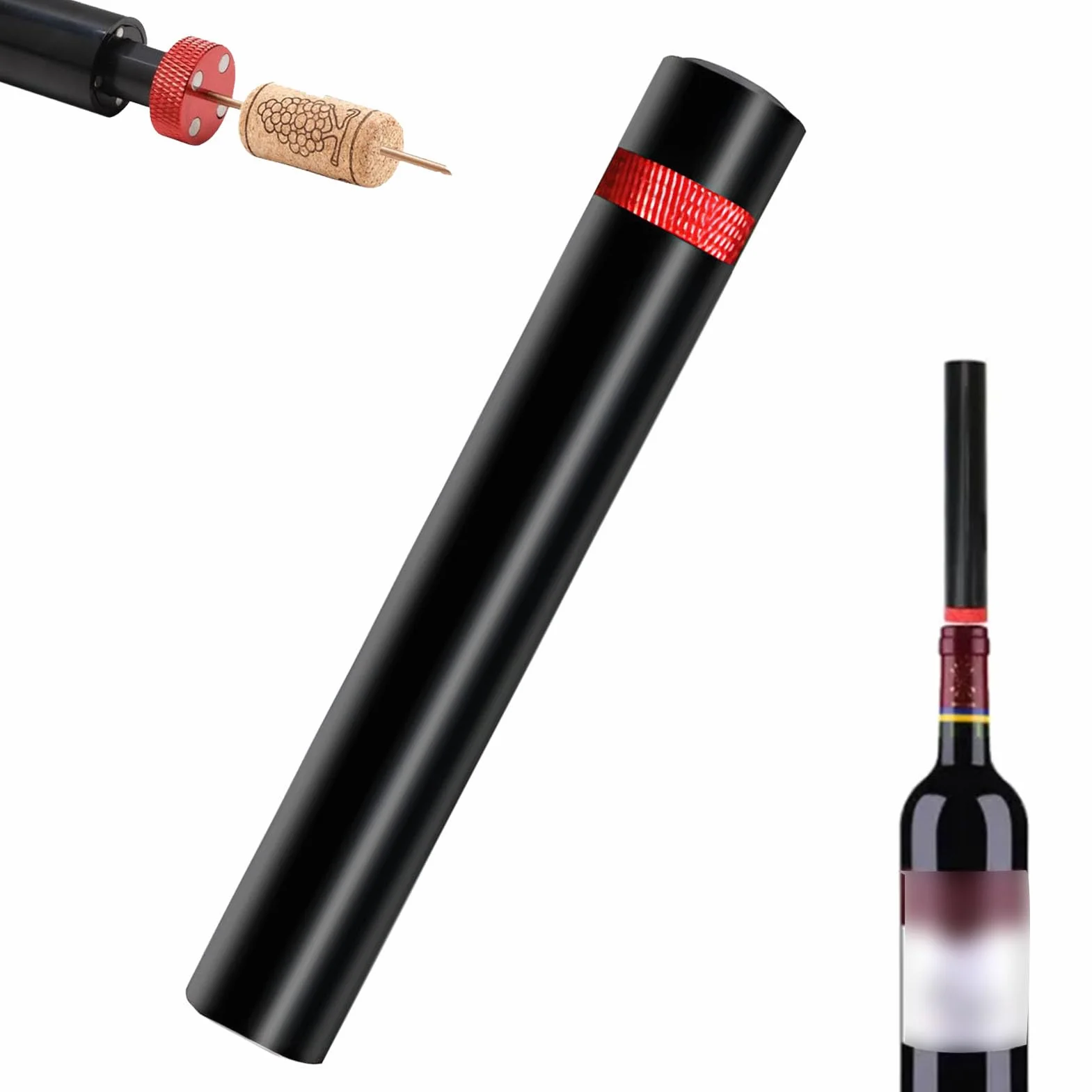 Sacacorchos de aire comprimido, sacacorchos de aire comprimido, abridor de vino con presión de aire, bomba de vino, abridor de vino rojo, para vino de lujo, para vacaciones, abrebotellas de vino