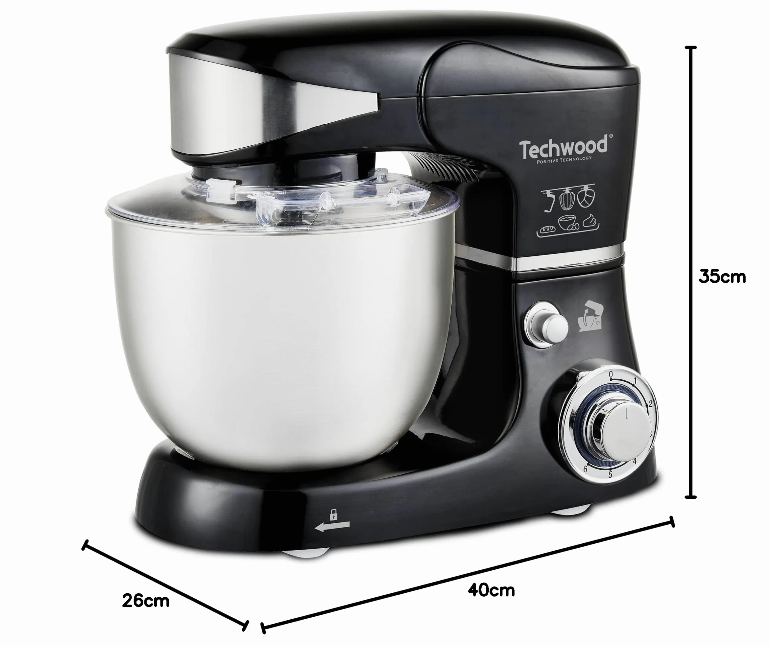 Techwood - Robot amasado (5 L-1000 W), color negro