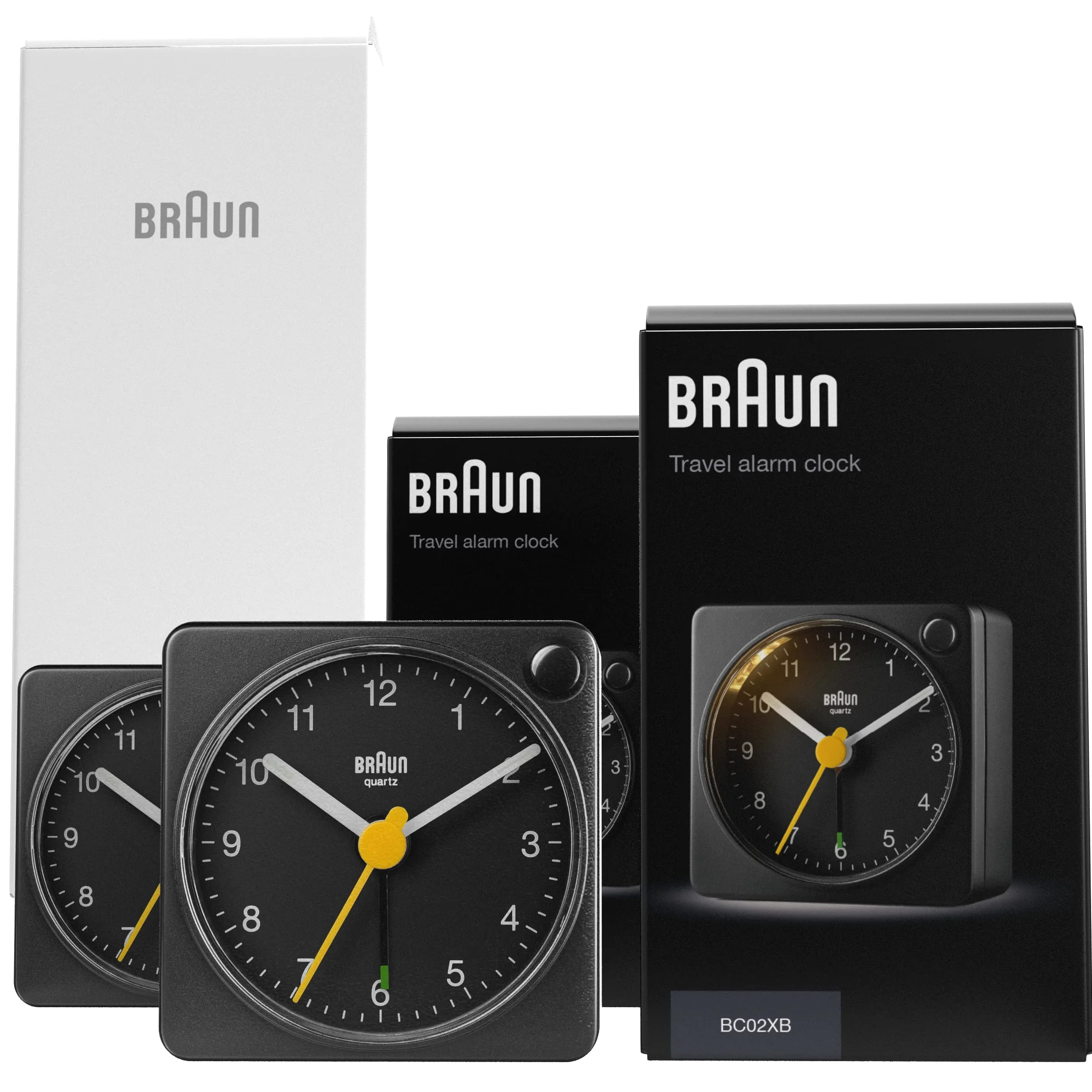 Braun BC02XB Classic Analog Travel Alarm Clock with Snooze and Light, Compact Size, Quiet Quartz Movement, Crescendo Alarm, Black