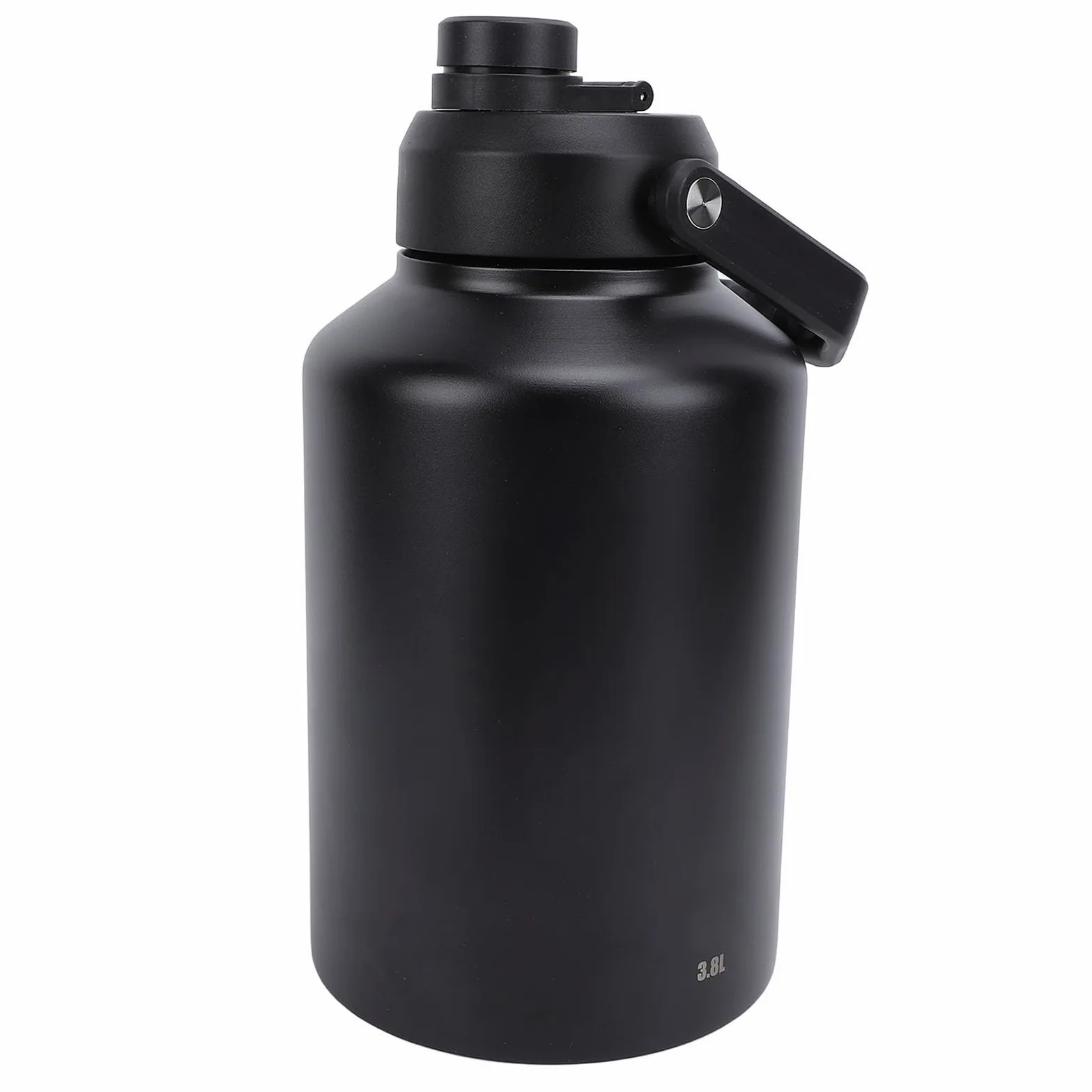 Yctze Botella Deportiva con Aislamiento Doble W de Acero Inoxidable de 3,8 L de Color Caqui para Entrenamientos en Cámara Al Aire libre: Botella para actividades. (BLACK)