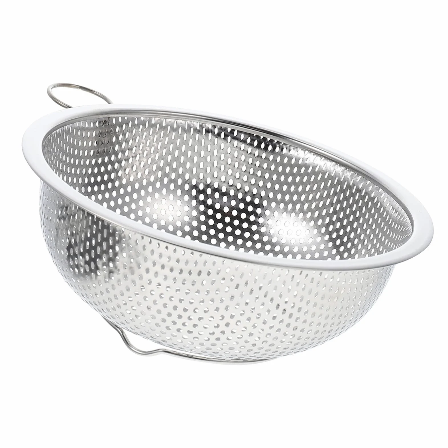 Colador de Cocina de Acero Inoxidable con Asas Resistentes para Pasta, Frutas y Verduras - Colador de Malla Grande para Fideos, ensaladas y Bayas - Tamaño 19,5 x 19,5 x 7 cm