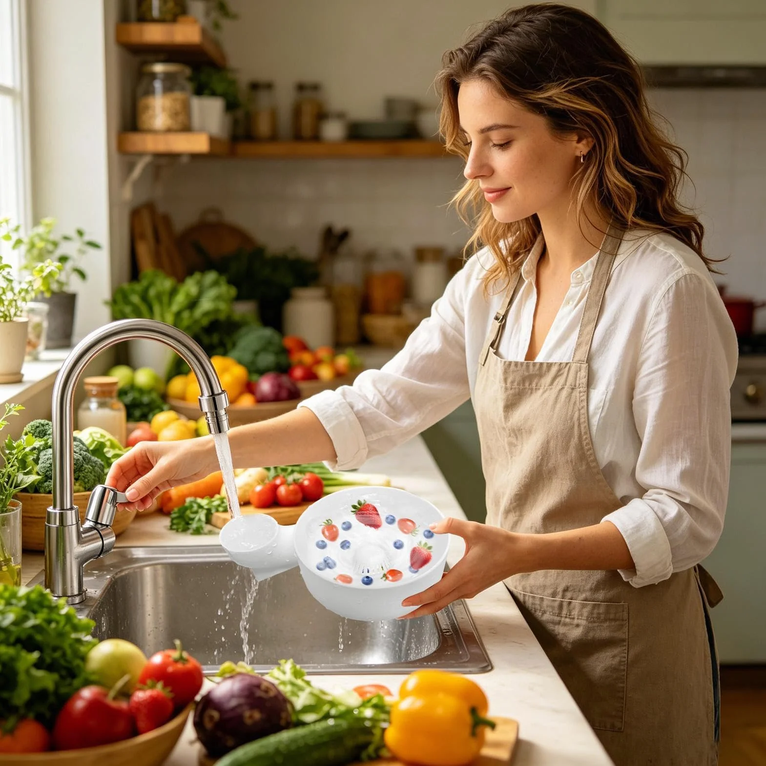 Genérico Limpieza Automática Cuencos Bayas, Colador Cuencos Bayase Pequeños Giratorios, Limpieza Escurridor Fresas Frutas Rápida, Cuenco Lavado Bayas con Orificio Drenaje, para Utensilios Cocina