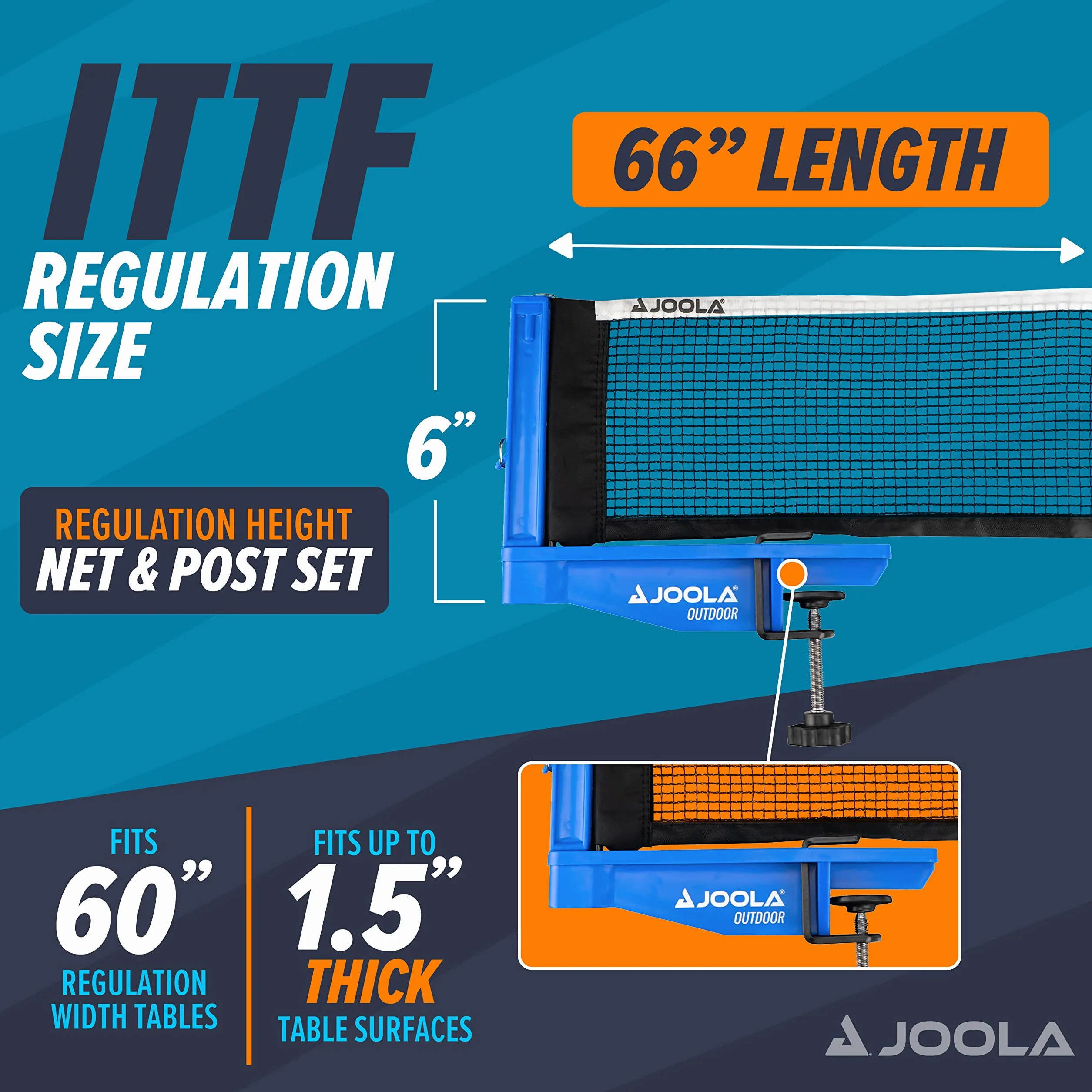 JOOLA Tischtennisnetz Outdoor Garnitur verstellbar Blau