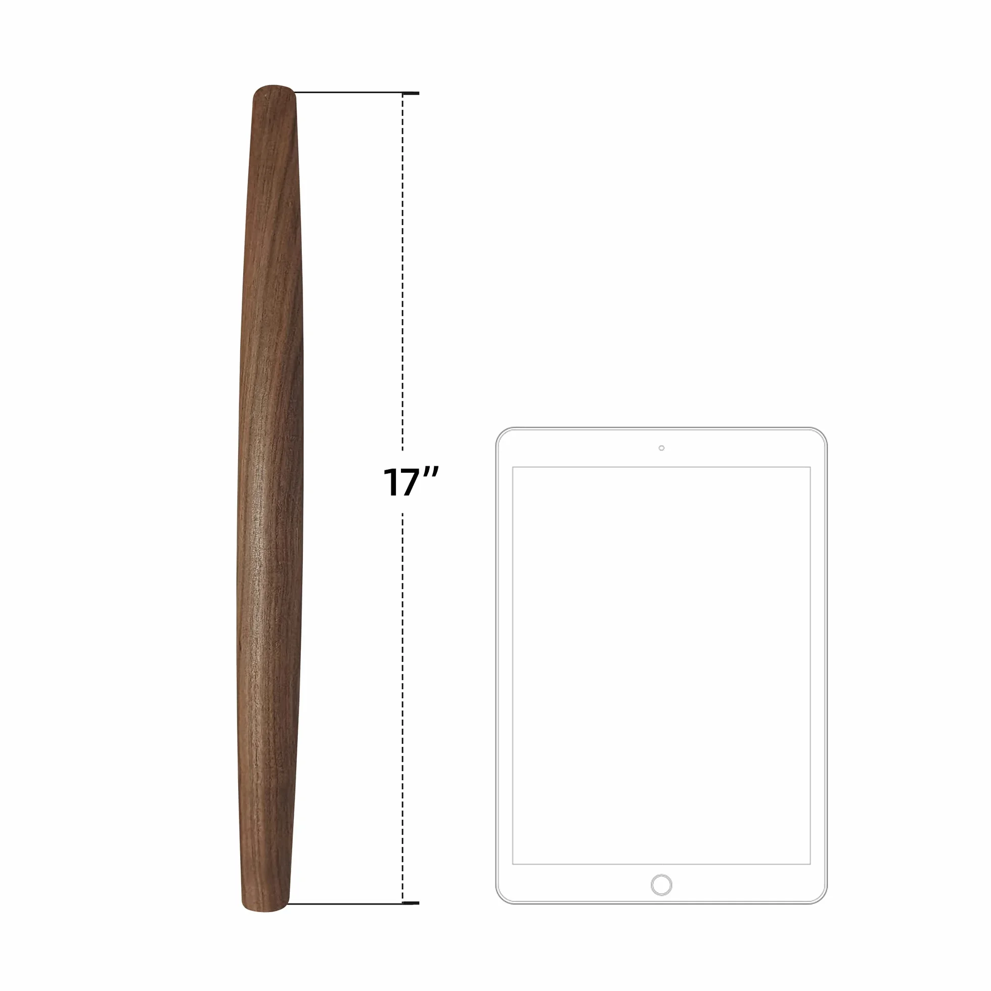 Rodillo de madera para fondant, corteza de pasteles, galletas, pastel, masa, diseño cónico y construcción suave, utensilio esencial de cocina, nogal