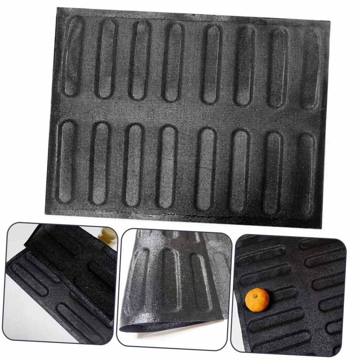 TOPBATHY 4 Piezas Molde De Pan Francés Multifunción Molde Para Brownie Con Separadores Molde Para Hornear Pan Francés Moldes Para Pan Frances Bandeja Para Hornear Pan Gel De Sílice Black